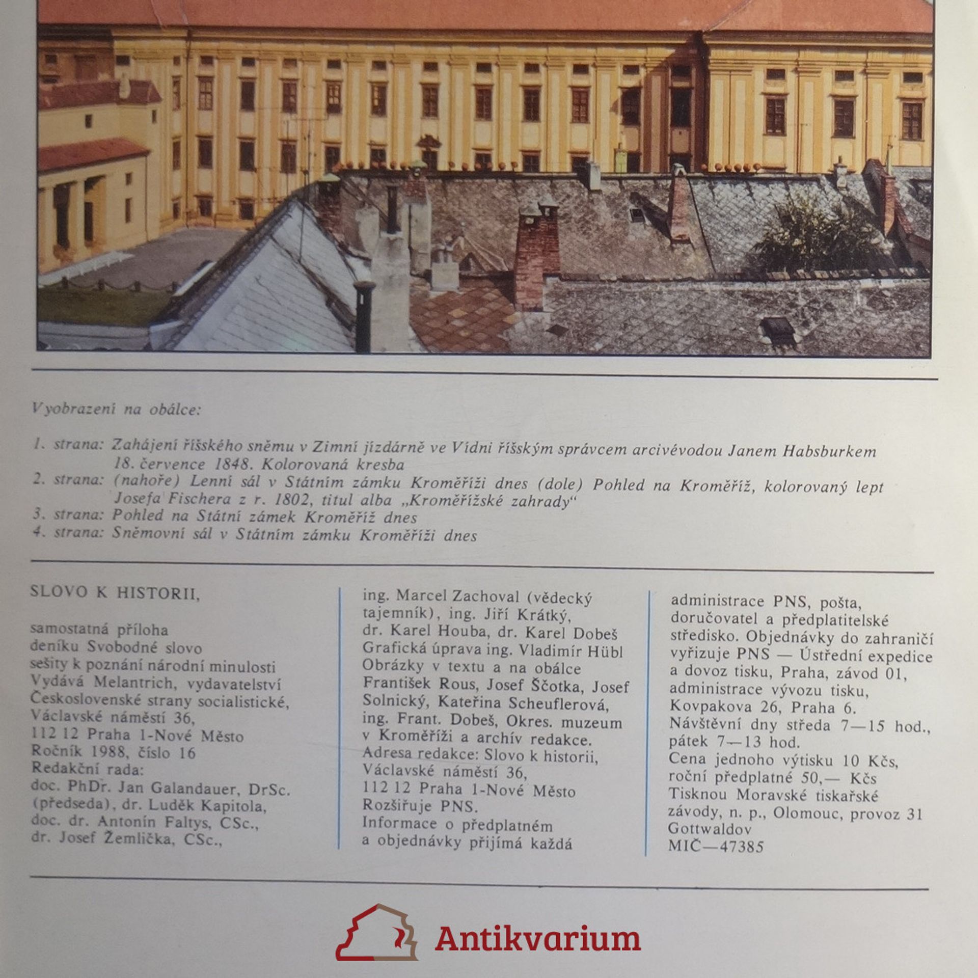 Otto Urban Slovo k historii. Kroměřížský sněm. Číslo 16. Ročník 1988.
