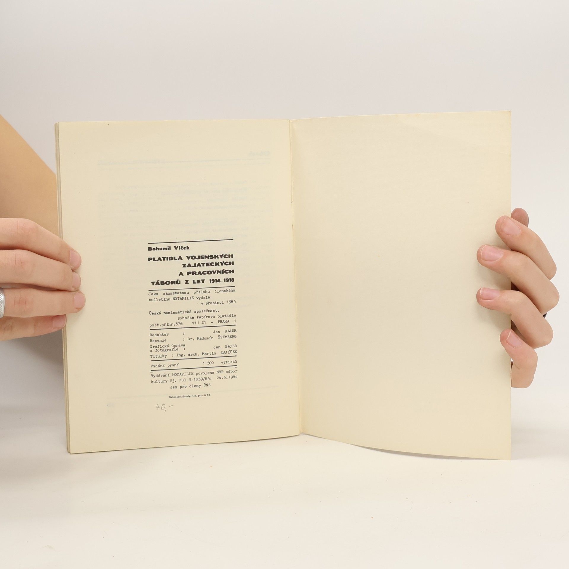 Bohumil Vlček Platidla vojenských zajateckých a pracovních táborů z let 1914-1918