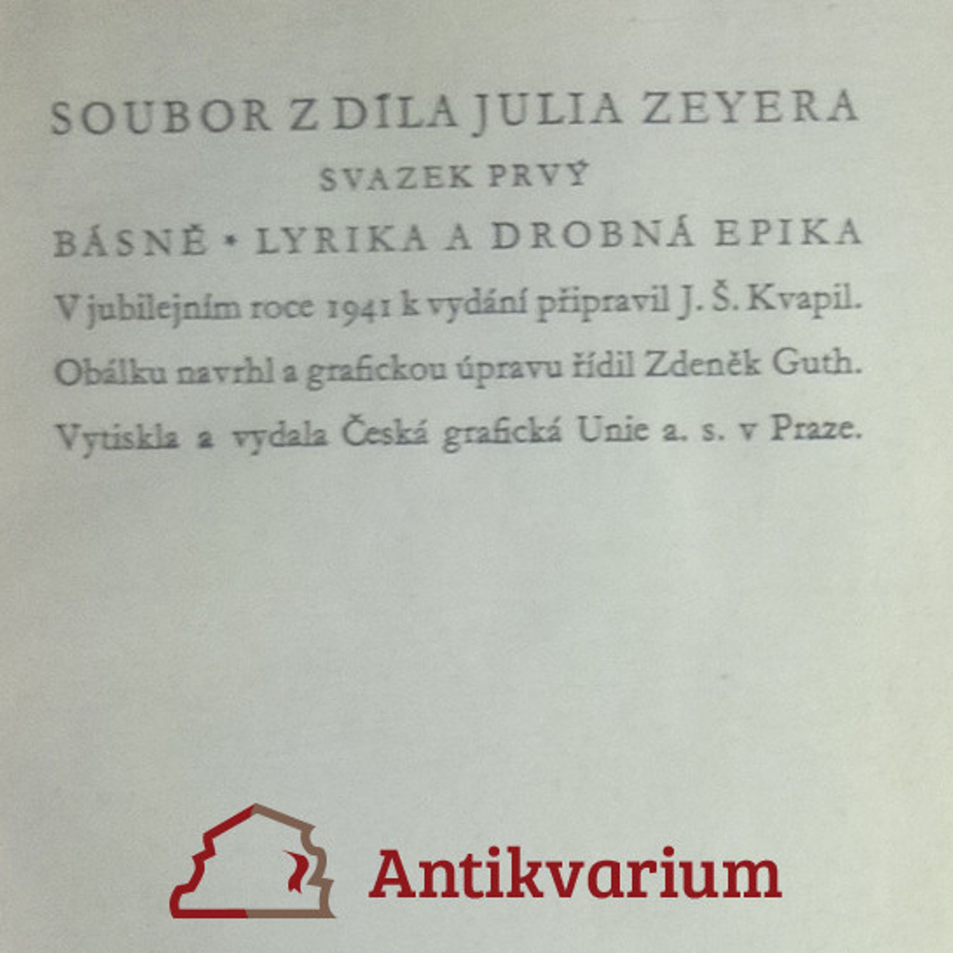 Julius Zeyer Básně. Lyrika a drobná epika