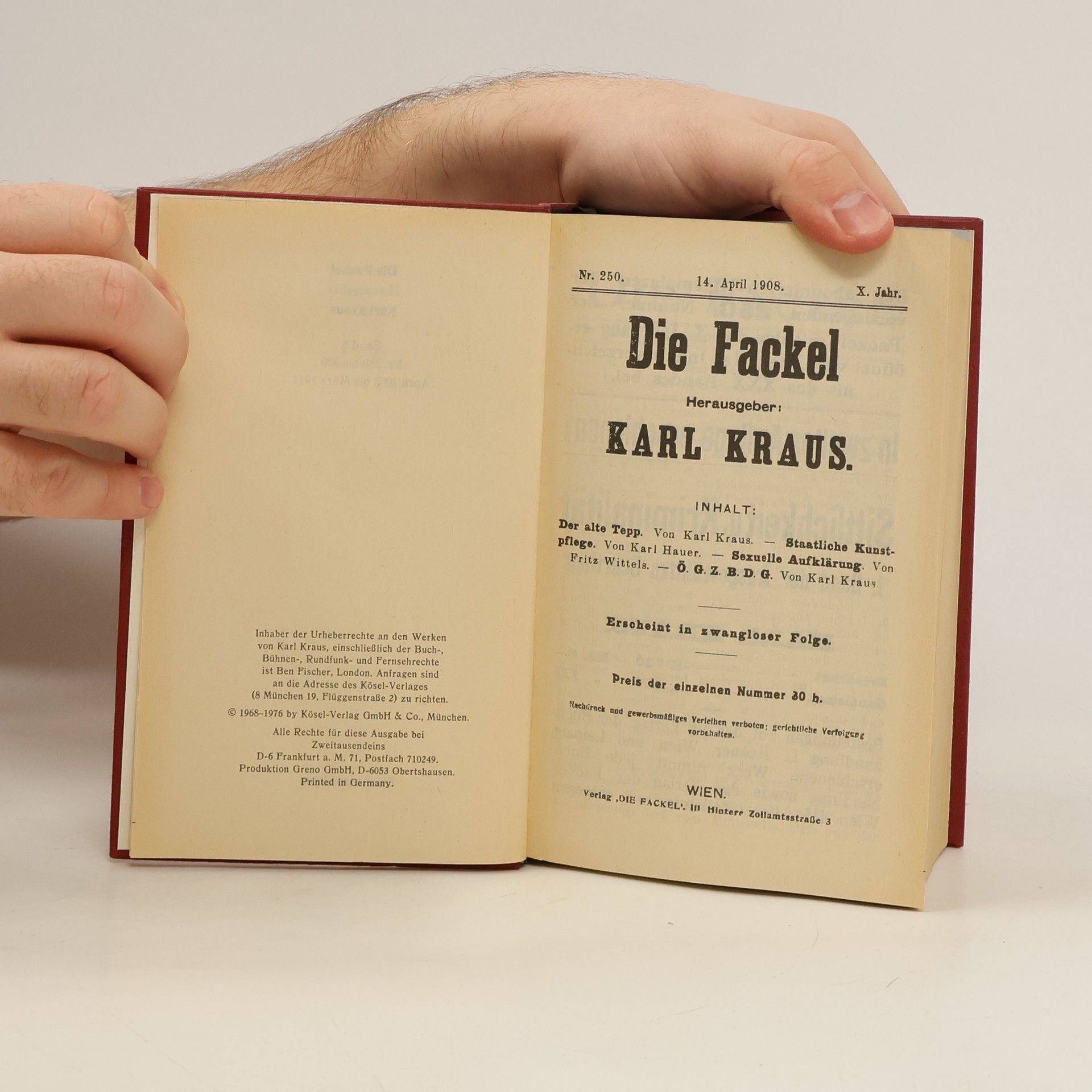 Wolfgang Hink Die Fackel. Herausgeber Karl Kraus