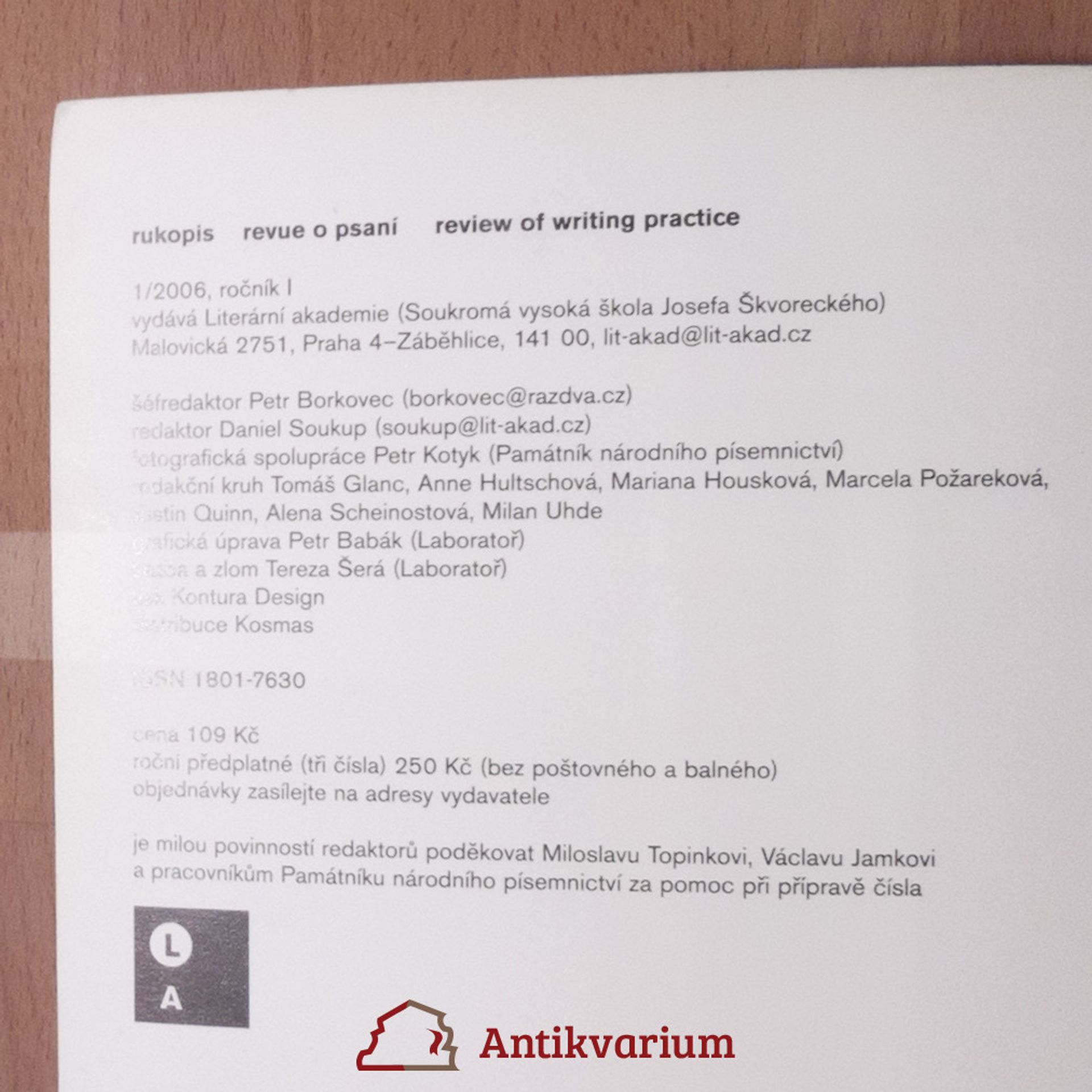 Kolektiv autorů Rukopis 01/06. Revue o psaní