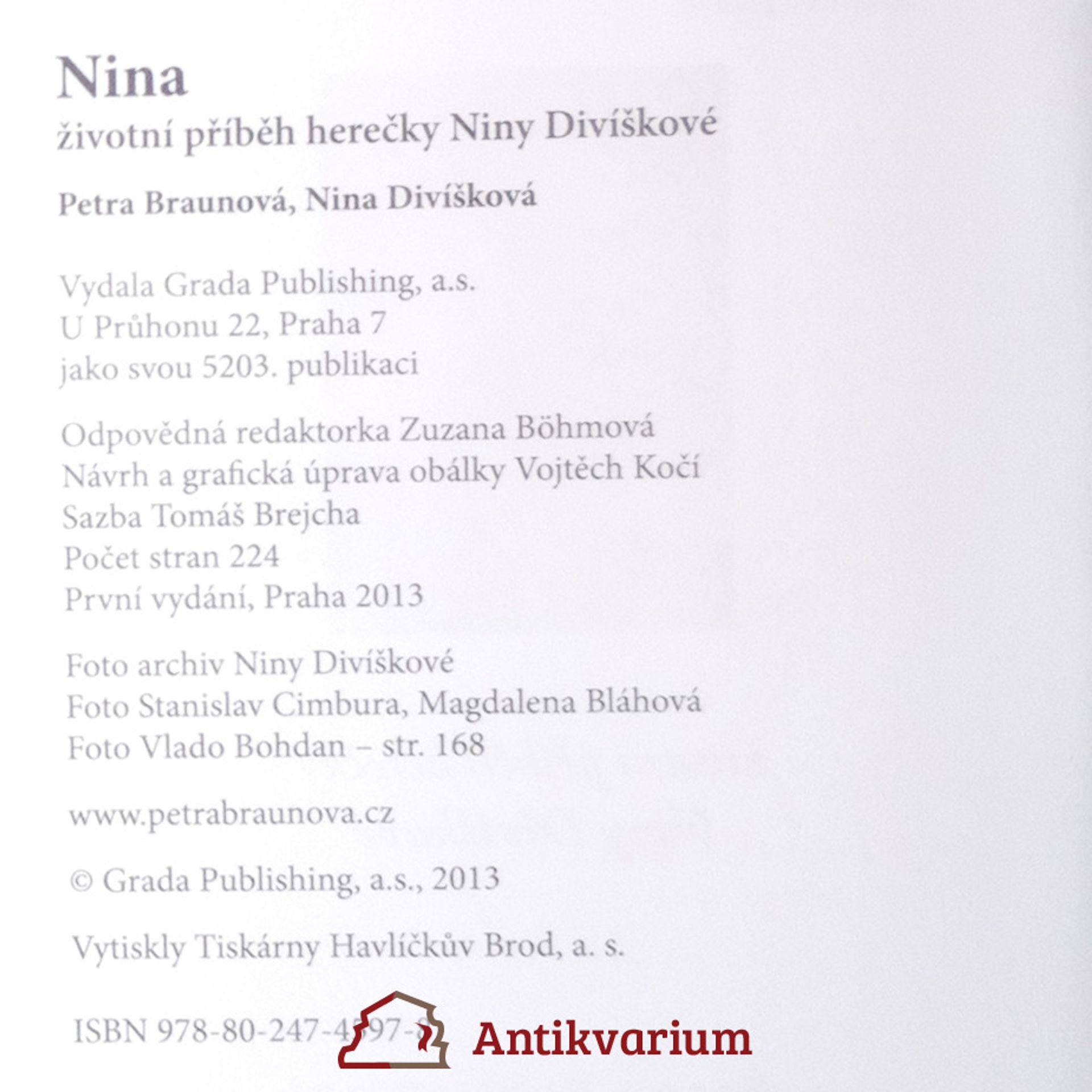 Petra Braunová Nina. Životní příběh herečky Niny Divíškové