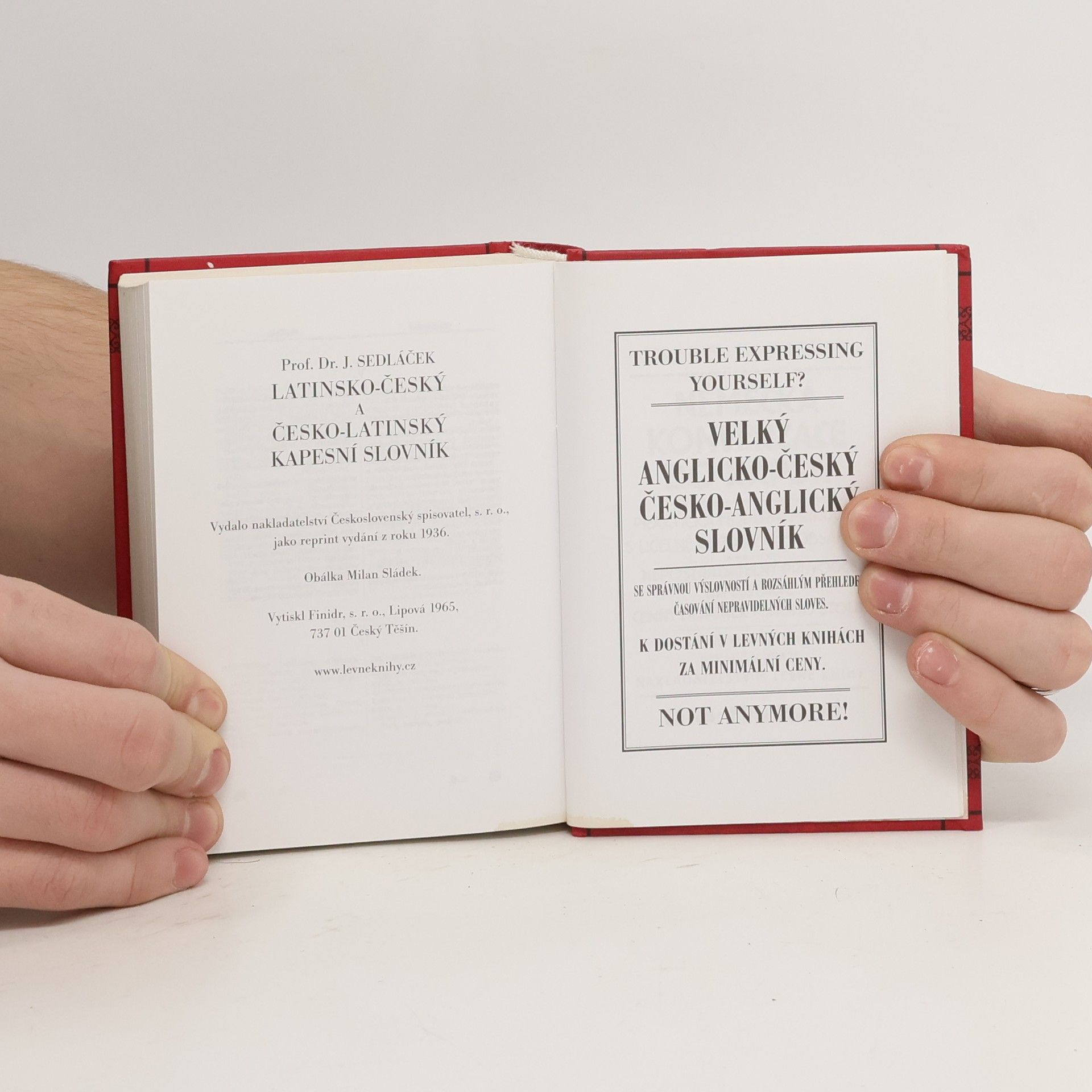 Jan Sedláček Kapesní slovník latinsko-český a česko-latinský