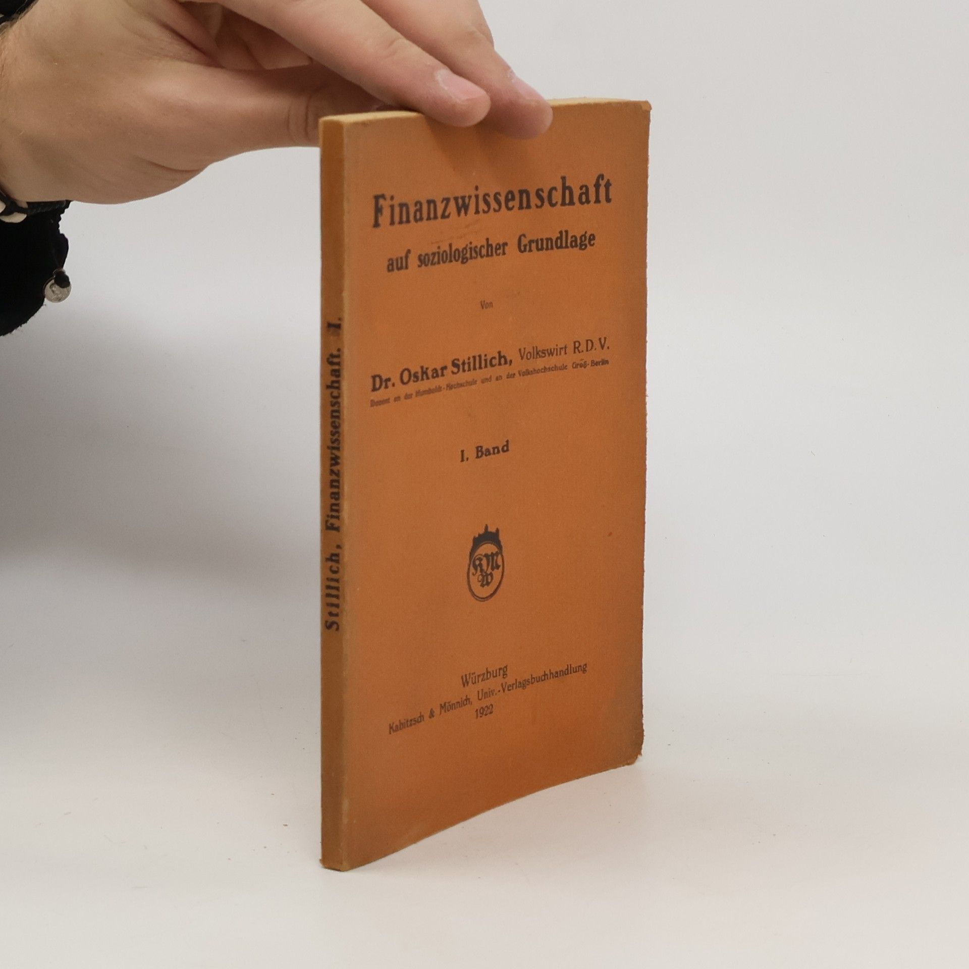 Oskar Stillich Finanzwissenschaft auf soziologischer Grundlage 1