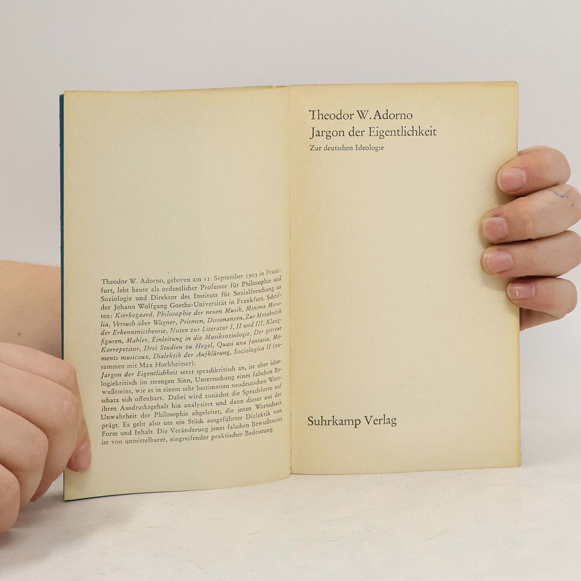 Theodor Wiesengrund Adorno Jargon der Eigentlichkeit