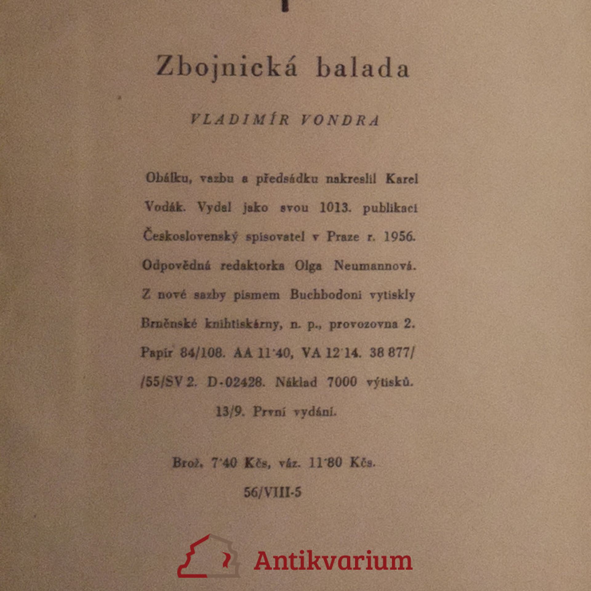 Vladimír Vondra Zbojnická balada