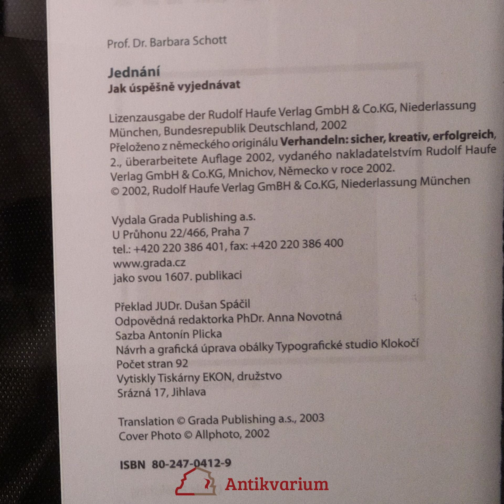 Barbara Schott Jednání. Jak úspěšně vyjednávat