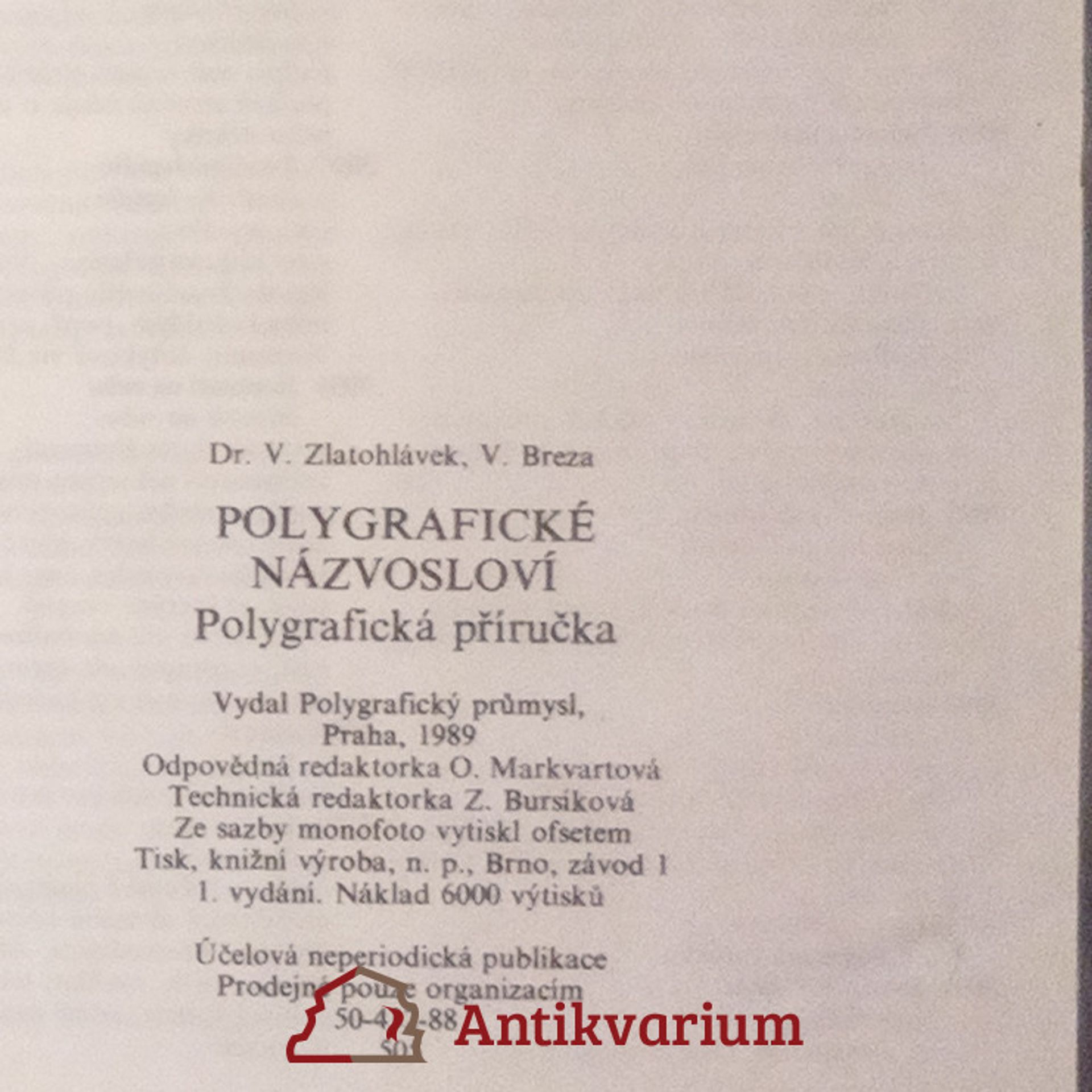 Vladivoj Zlatohlávek Polygrafické názvosloví. Polygrafická příručka