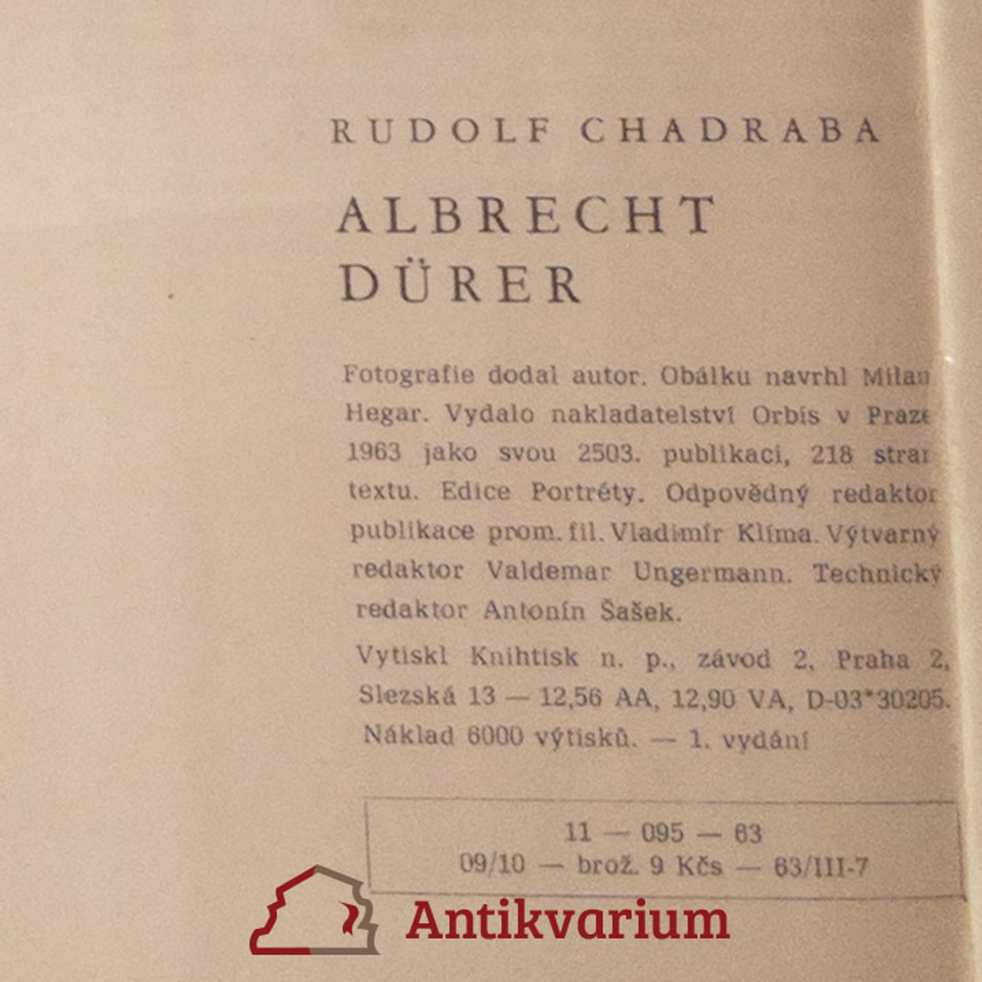 Rudolf Chadraba Portréty. Albrecht Dürer