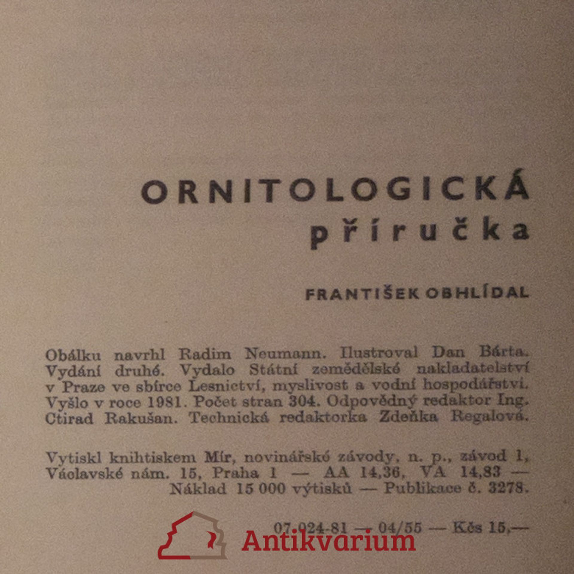 František Obhlídal Ornitologická příručka