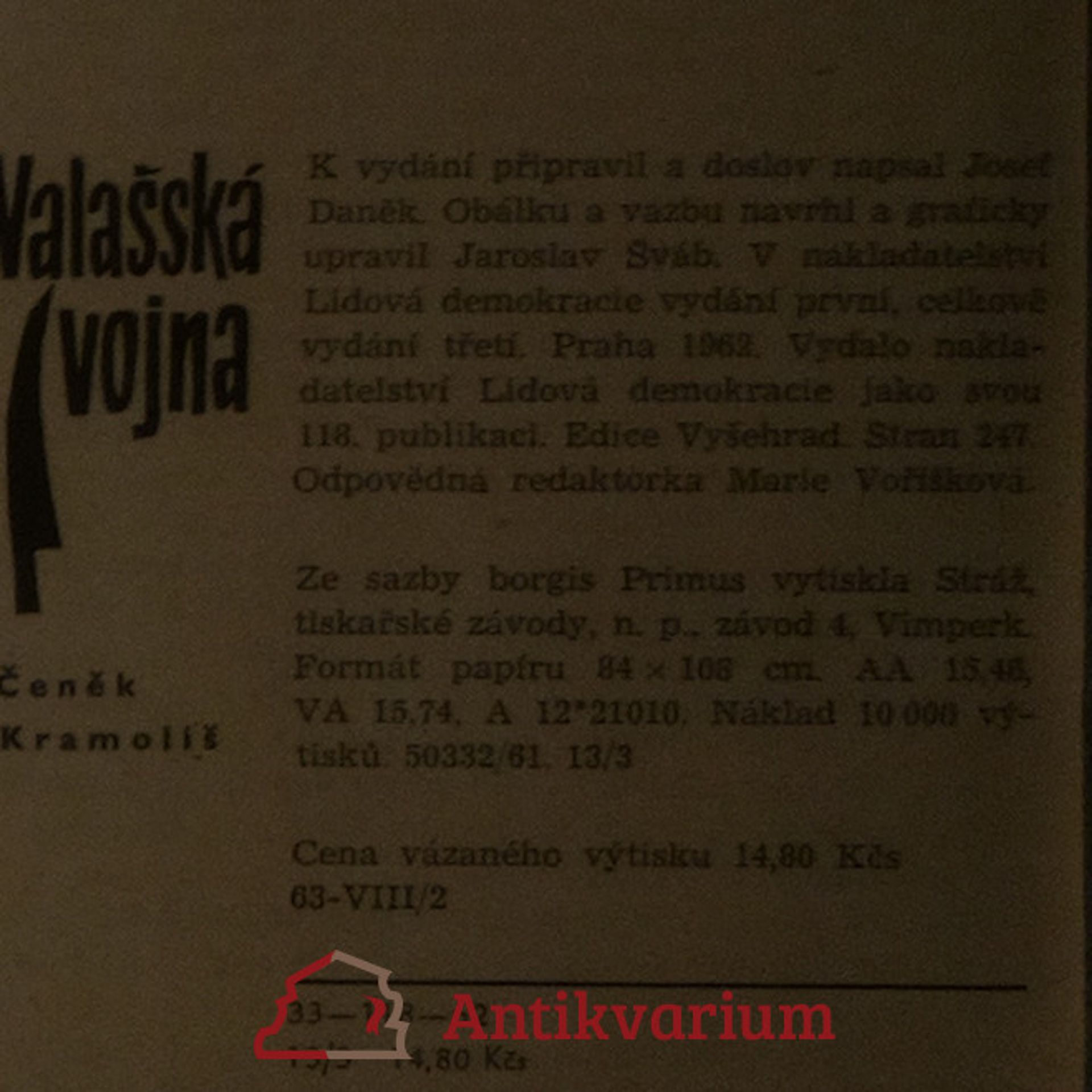 Čeněk Kramoliš Valašská vojna