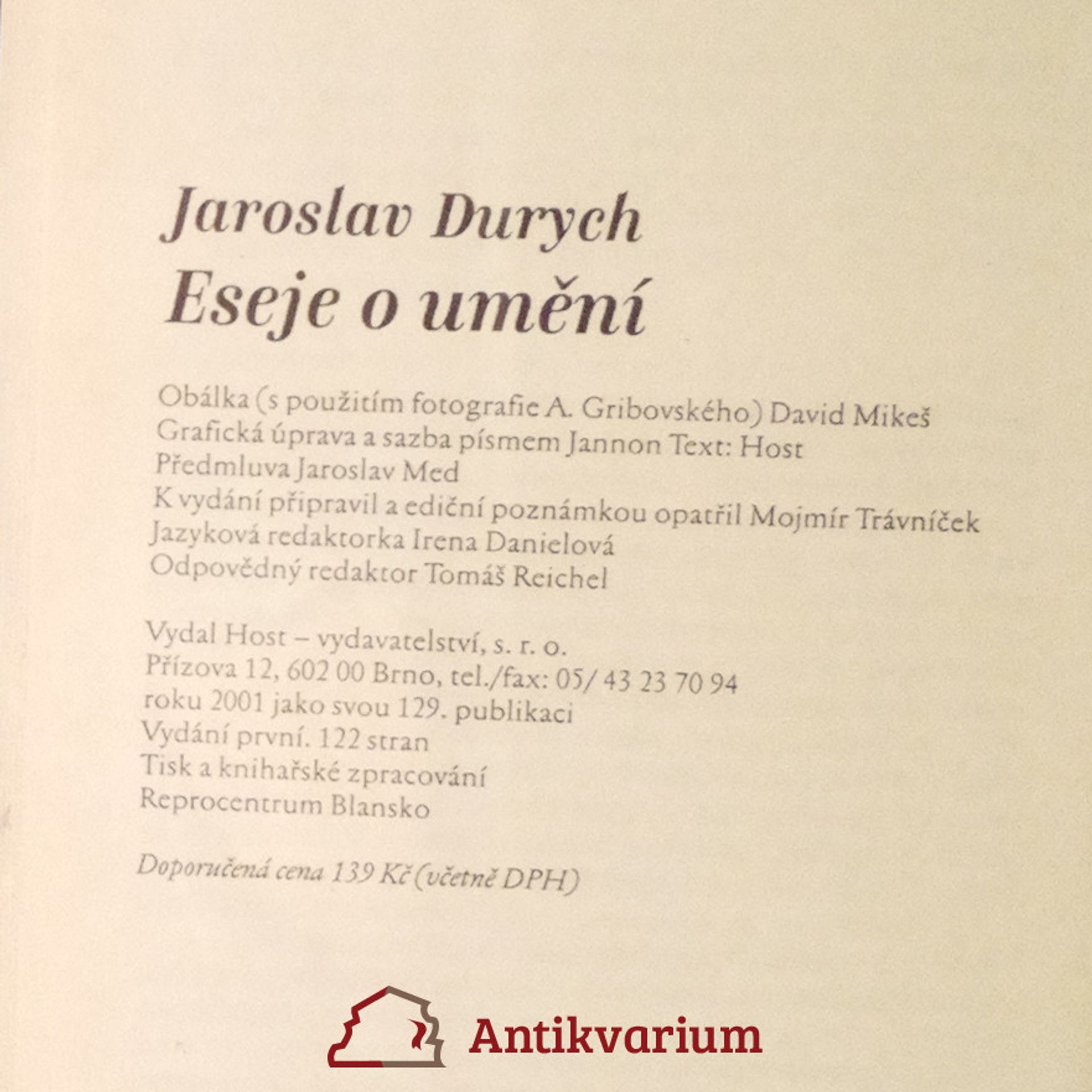 Jaroslav Durych Eseje o umění