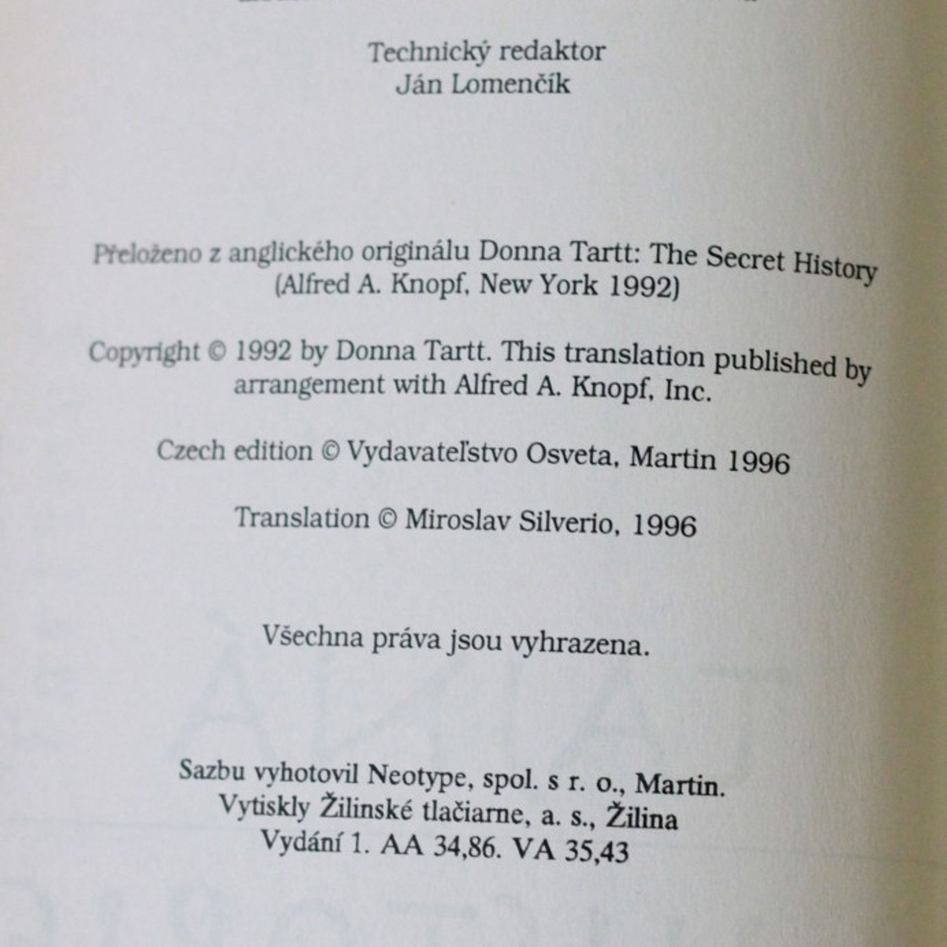 Donna Tartt Tajná historie