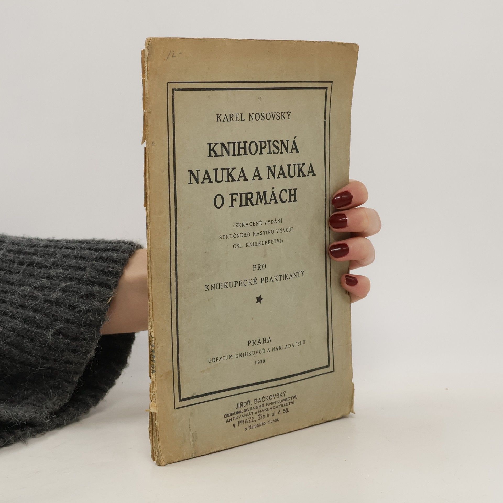 Karel Nosovský Knihopisná nauka a nauka o firmách