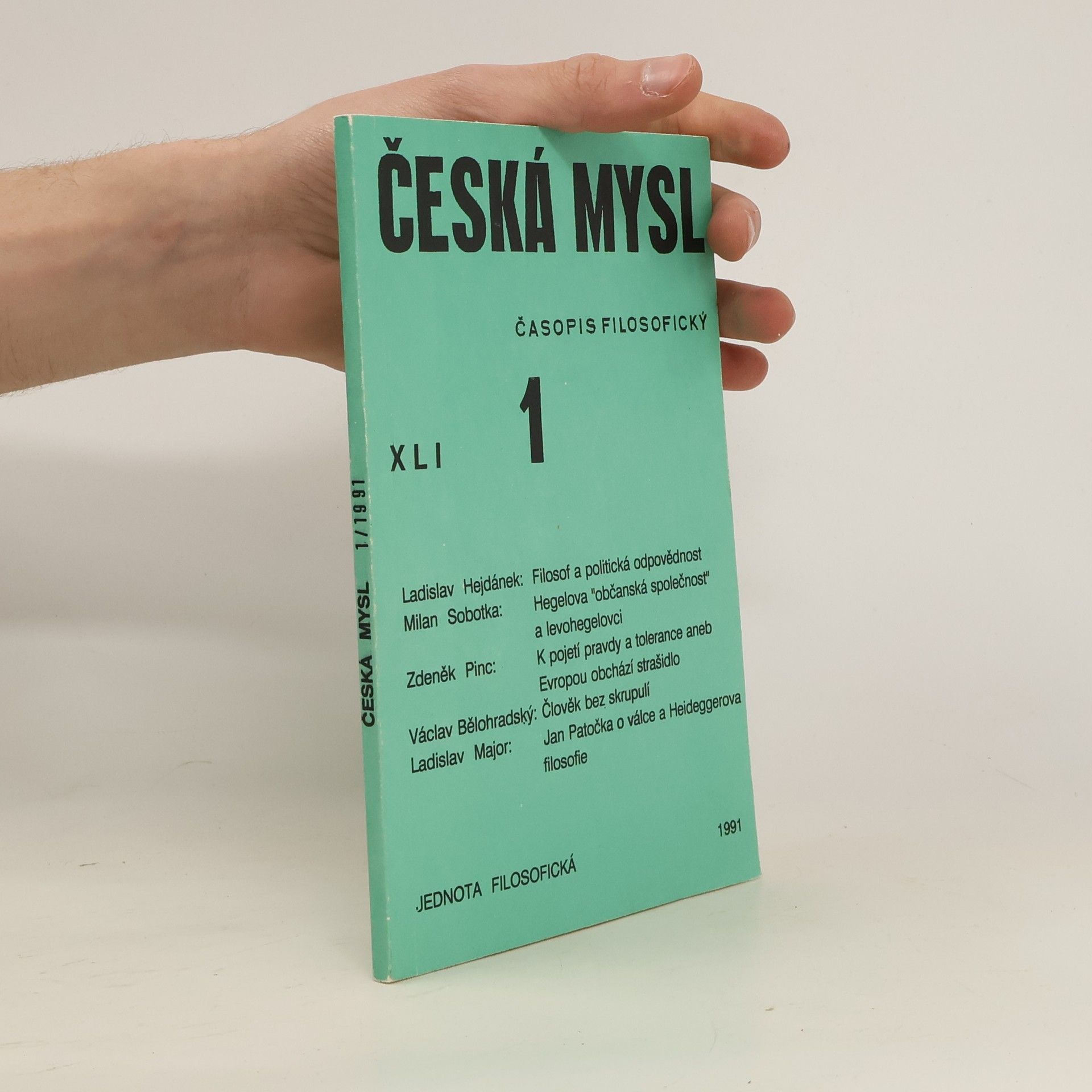 Collectif d'auteurs Česká mysl. Časopis filosofický. ročník 1991, č. 1