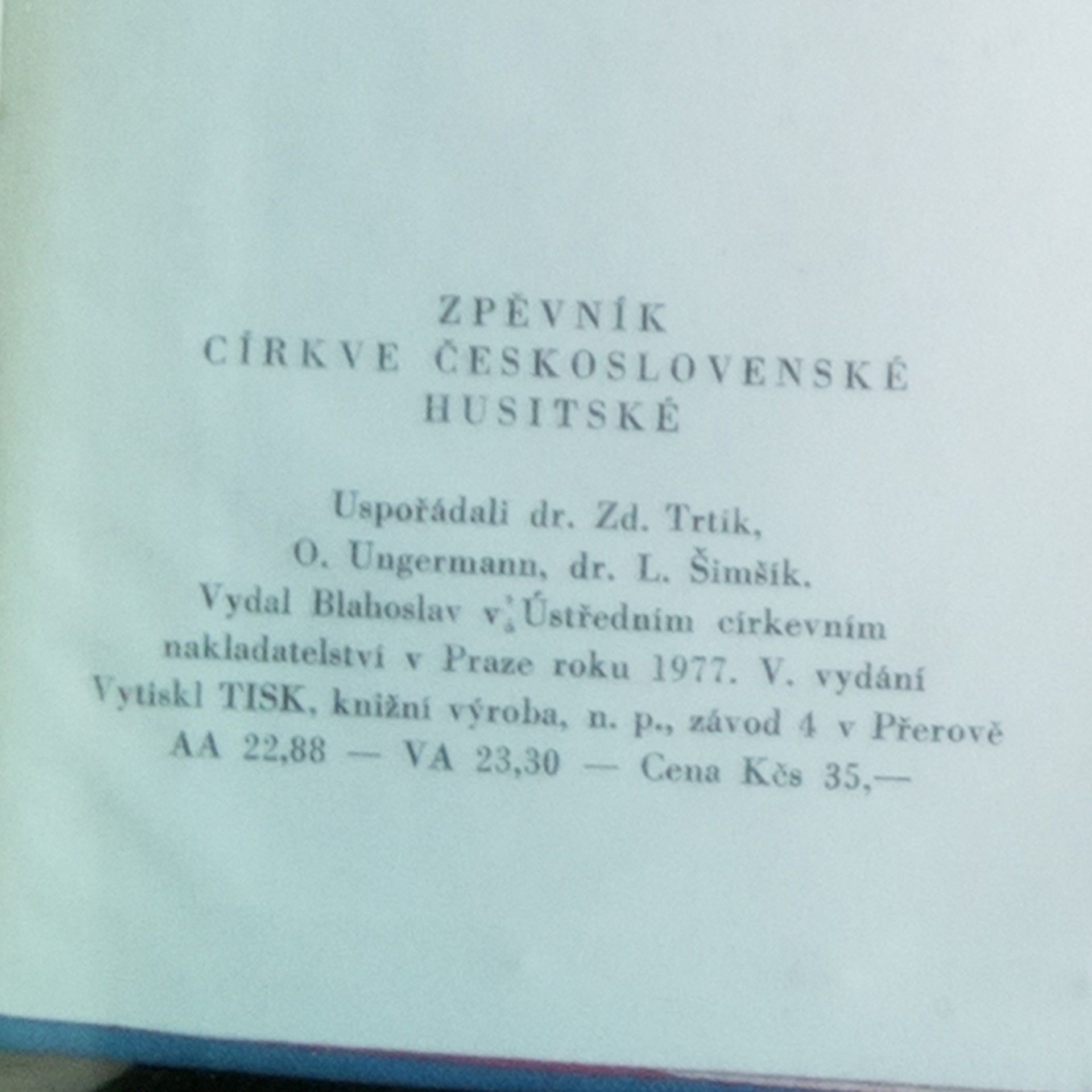 Zdeněk Trtík Zpěvník Církve československé husitské