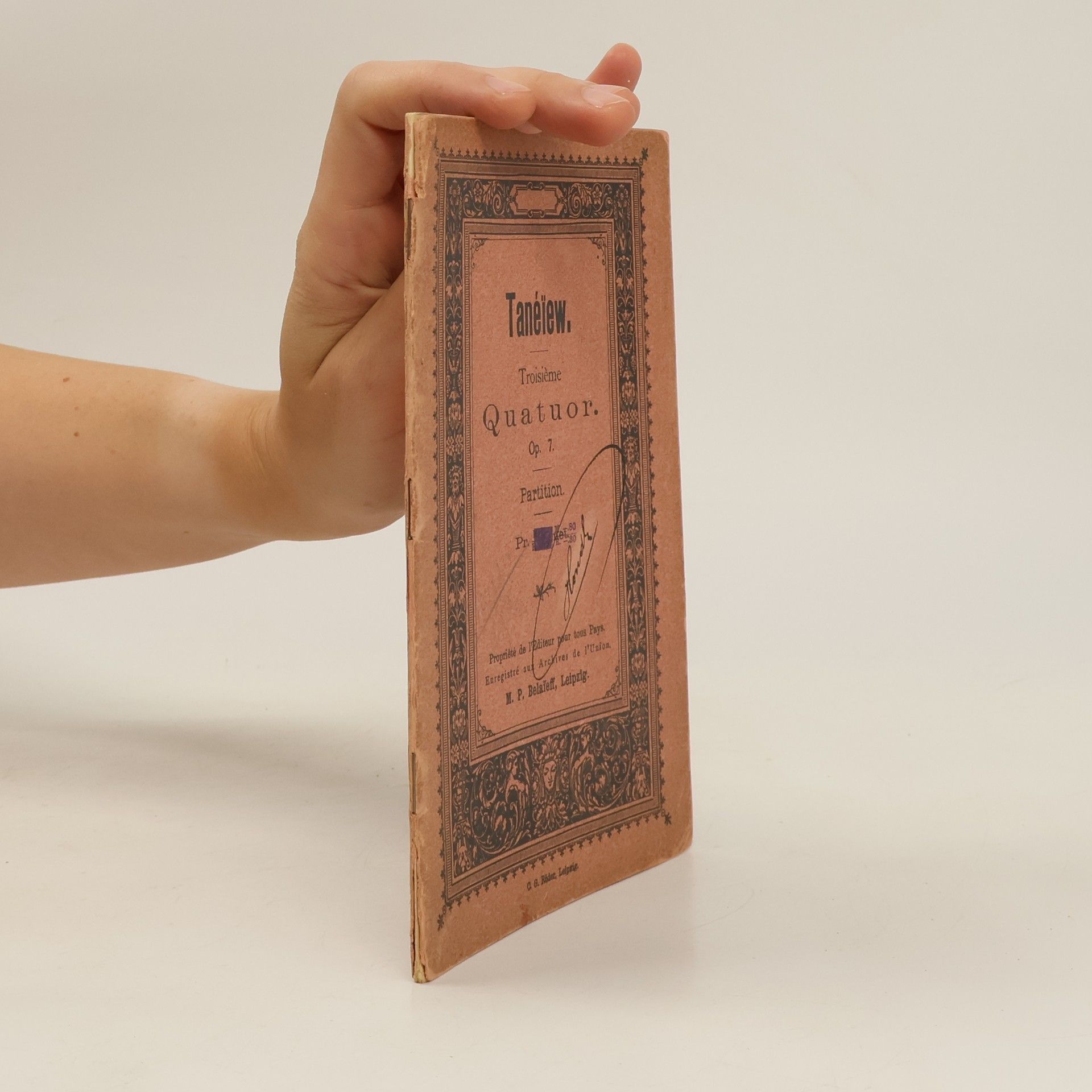 S. Tanéïew Troisième Quatuor (en RE mineur) pour deux Violons, Alto et Violoncelle