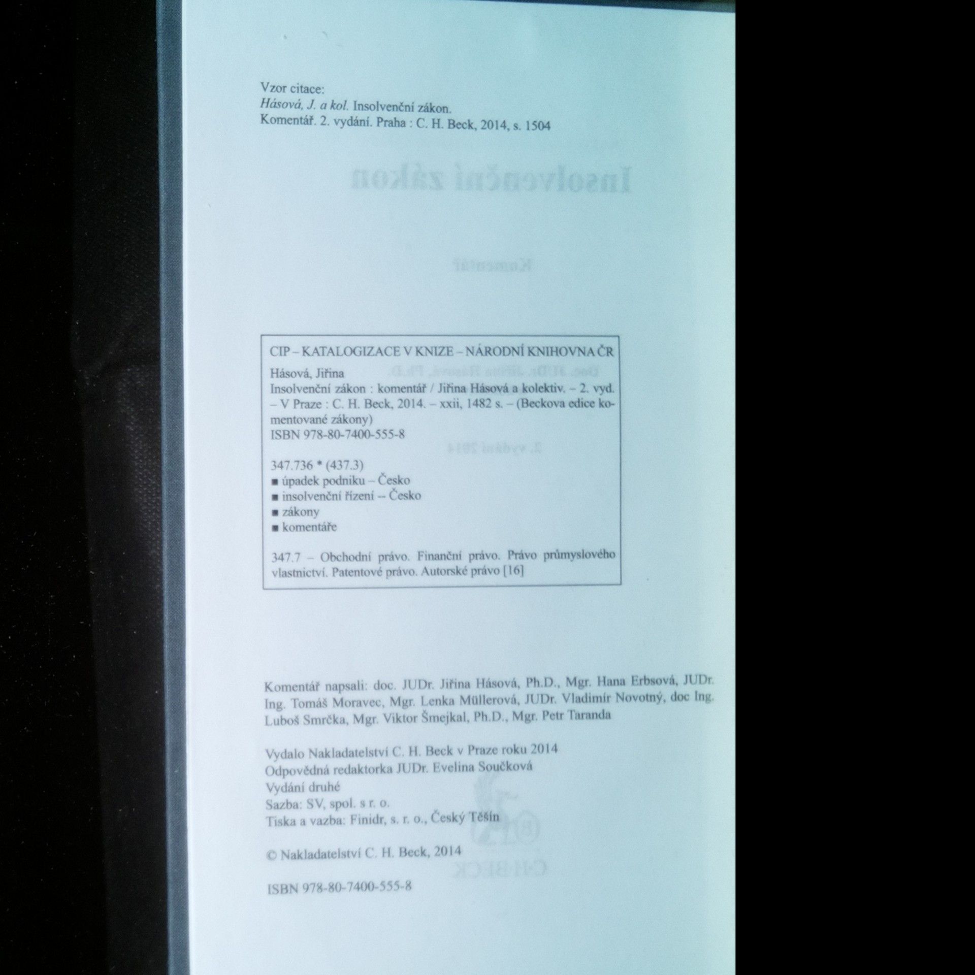Jiřina Hásová Insolvenční zákon