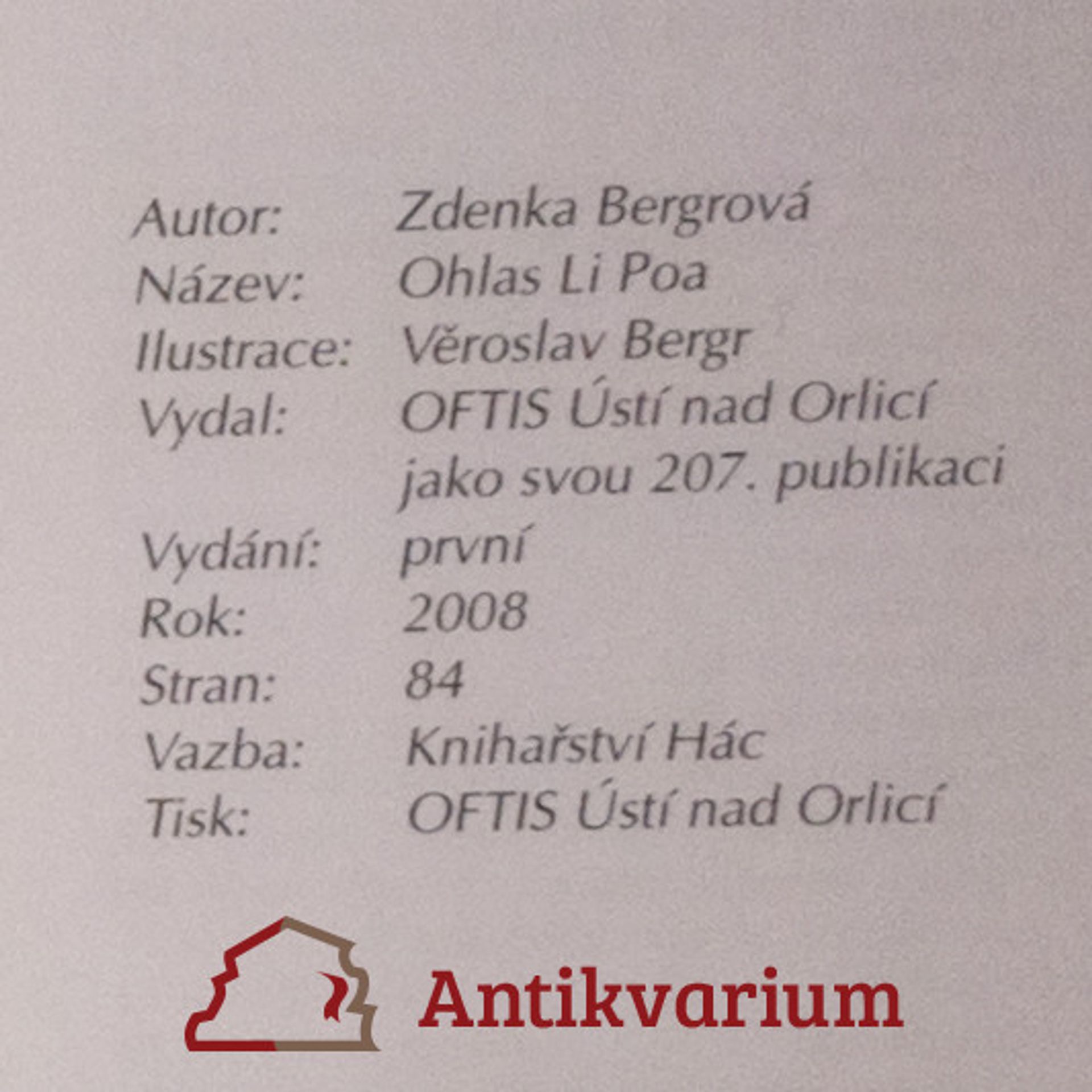 Zdenka Bergrová Ohlas Li Poa
