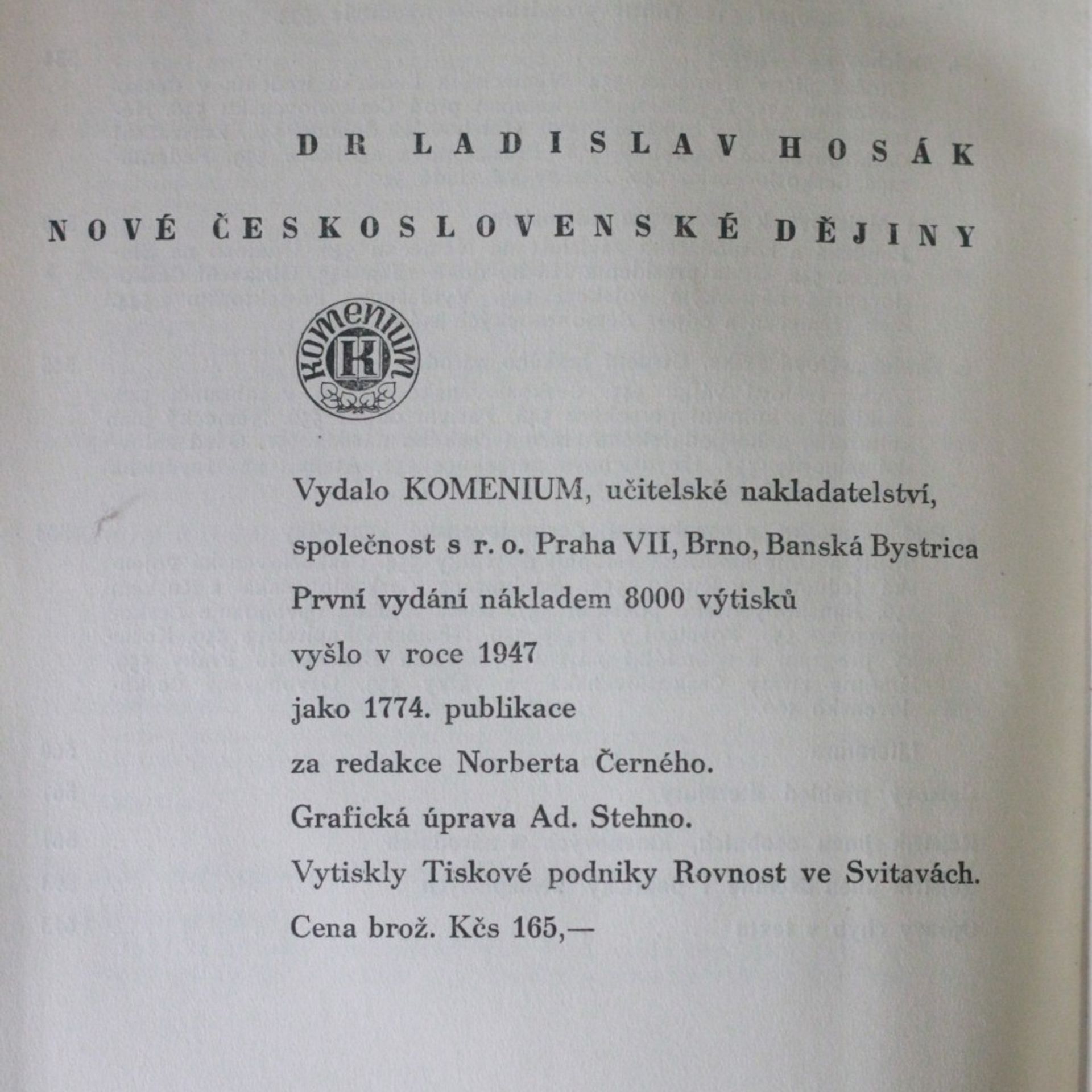 Ladislav Hosák Nové československé dějiny
