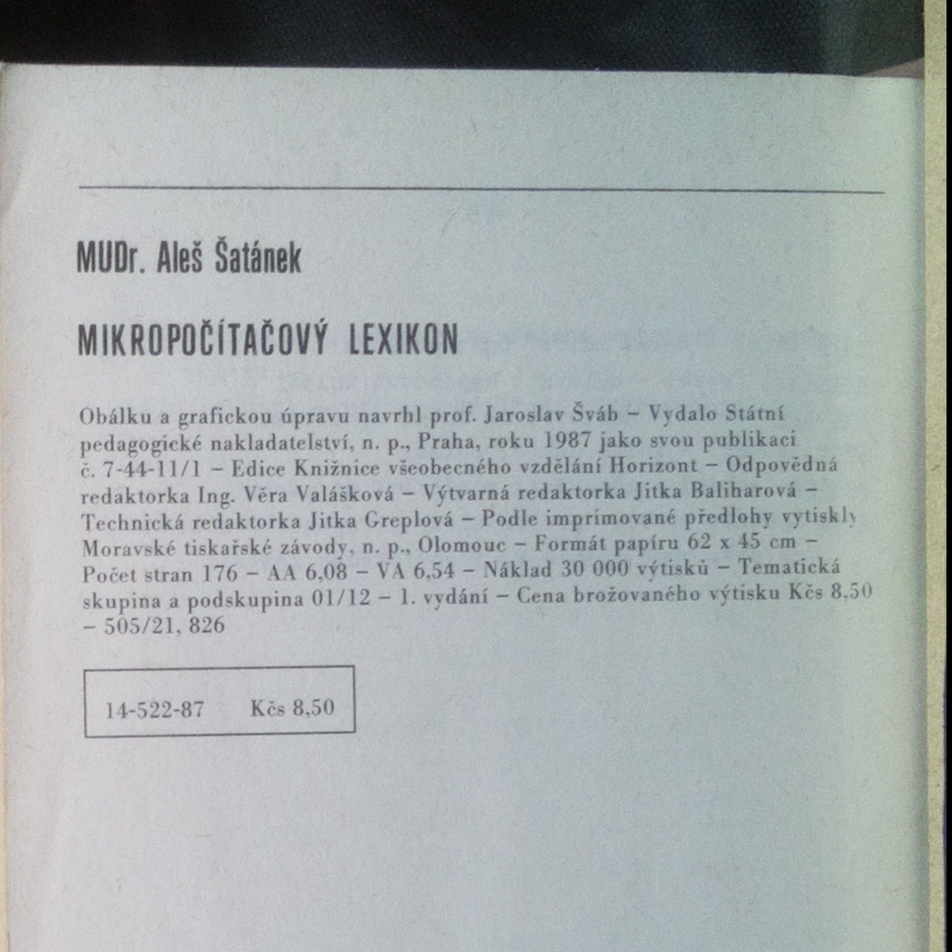 Aleš Šatánek Mikropočítačový lexikon