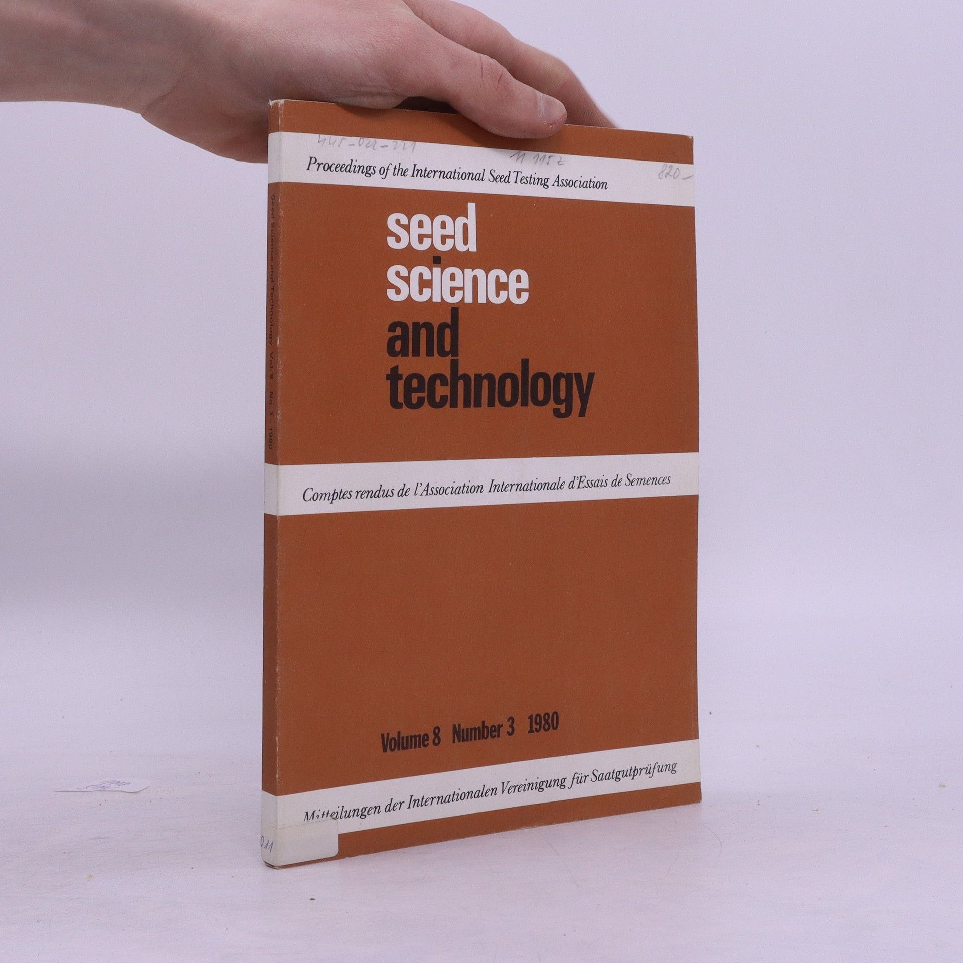 AA.VV. Seed Science and Technology. Volume 8. Number 3. 1980