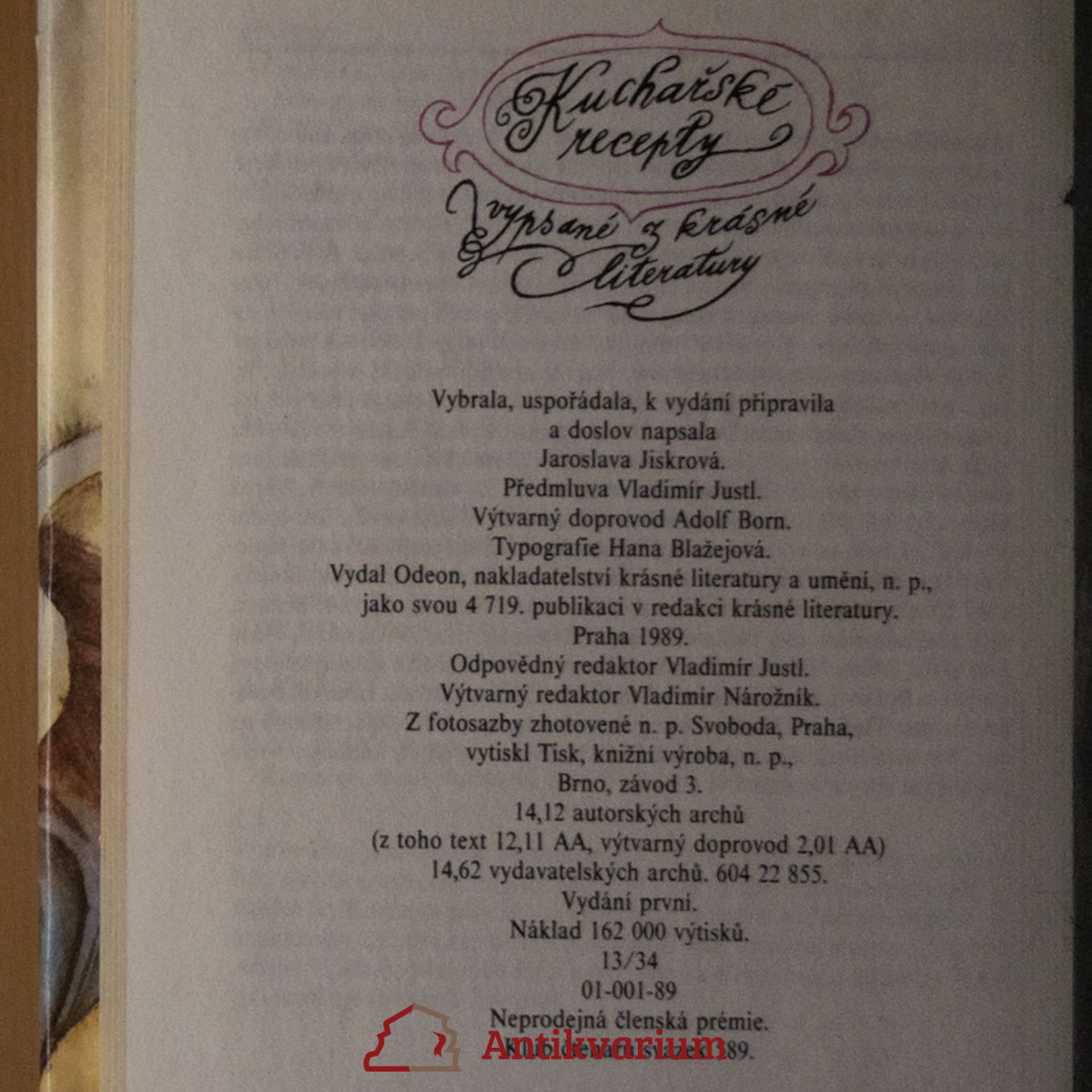 Jaroslava Jiskrová Kuchařské recepty vypsané z krásné literatury. Kniha druhá