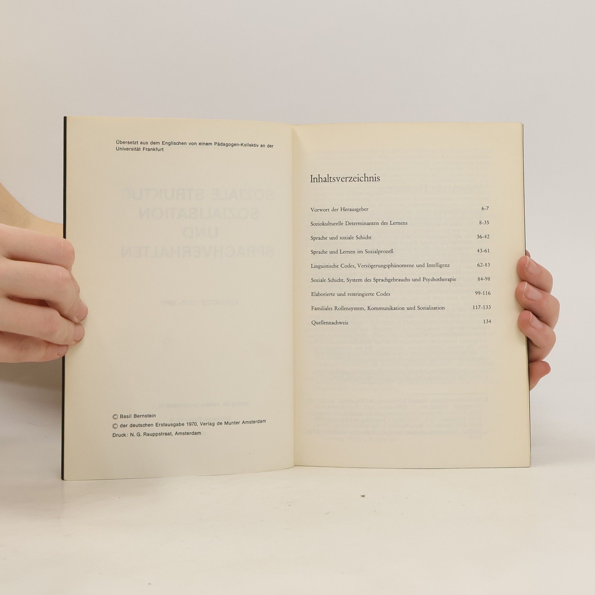 Basil B. Bernstein Soziale Struktur, Sozialisation und Sprachverhalten : Aufsätze 1958-1970