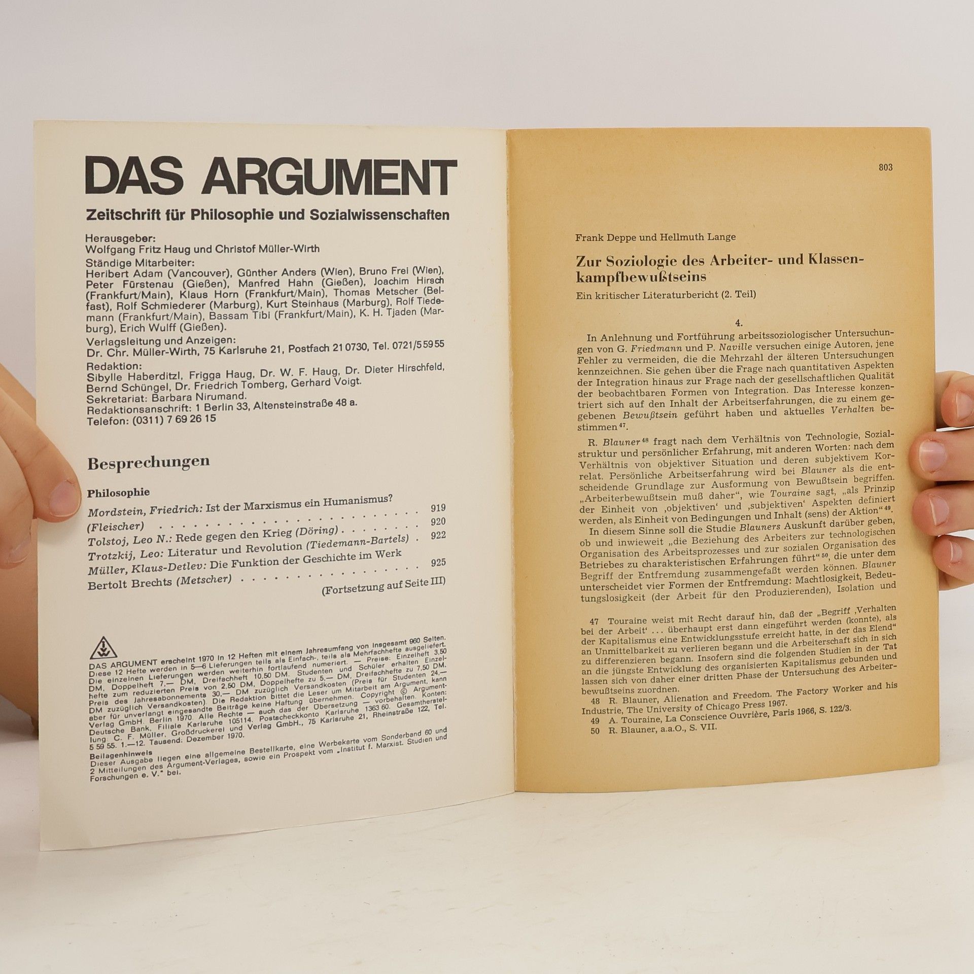 kolektiv Das Argument 62. Heft 11/12