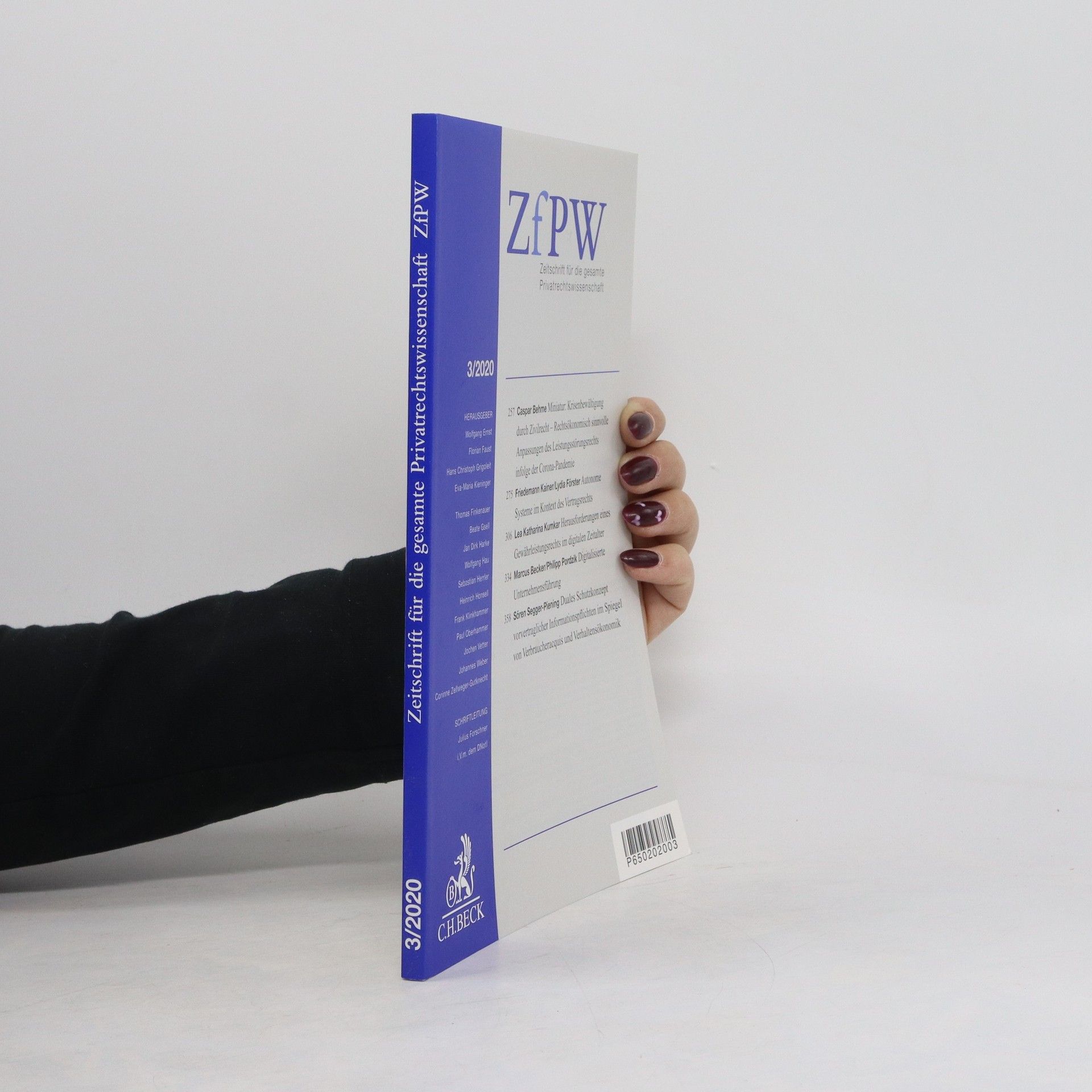 Collectif d'auteurs Zeitschrift für die gesamte Privatrechtswissenschaft 3/2020