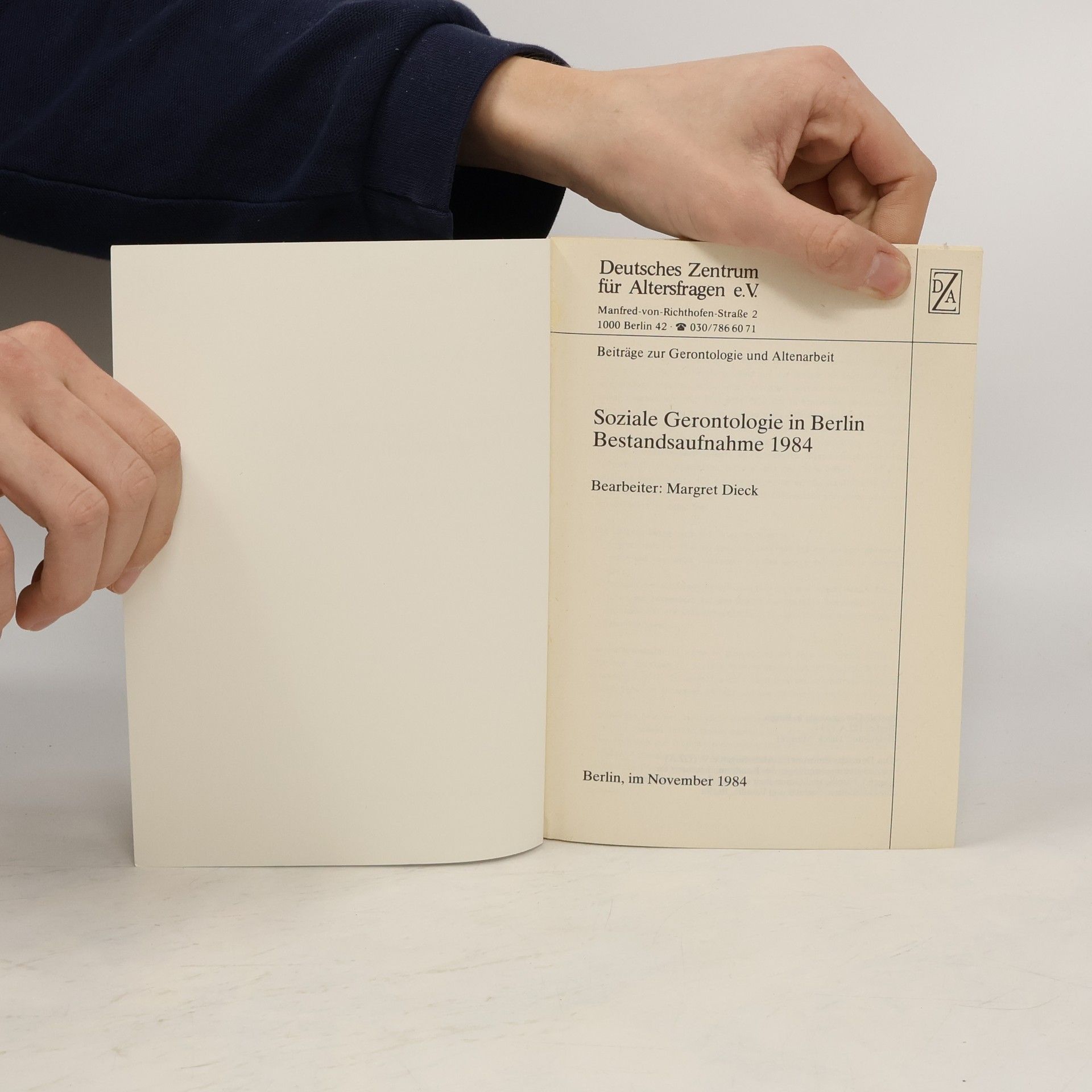 kolektiv Soziale Gerontologie in Berlin Bestandsaufnahme 1984