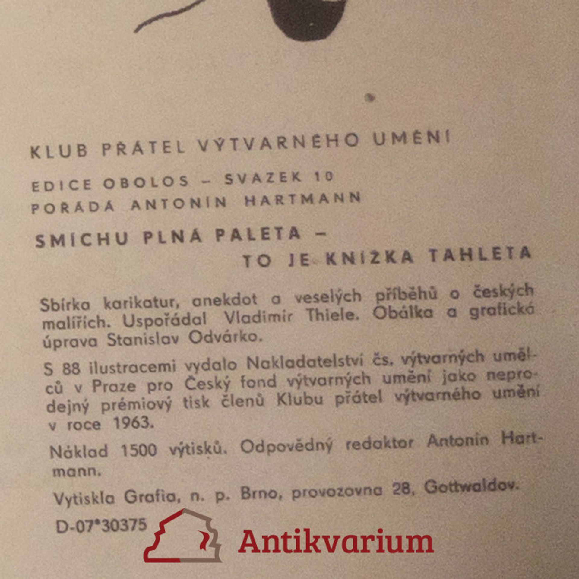 Vladimír Thiele Smíchu plná paleta - to je knížka tahleta: Sbírka karikatur, anekdot a veselých příběhů o českých malířích