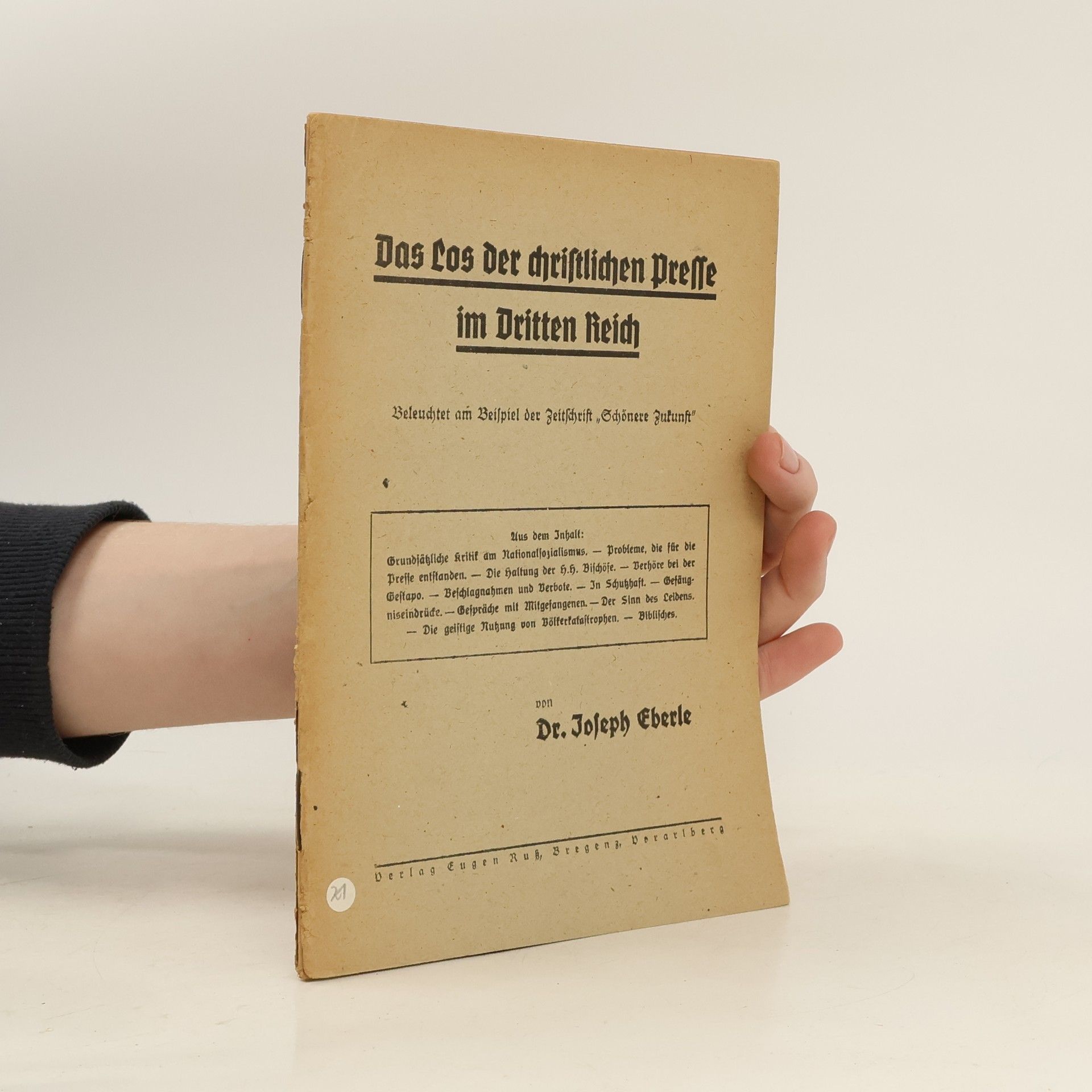 Autorenkollektiv Das los der christlichen Presse im Dritten Reich