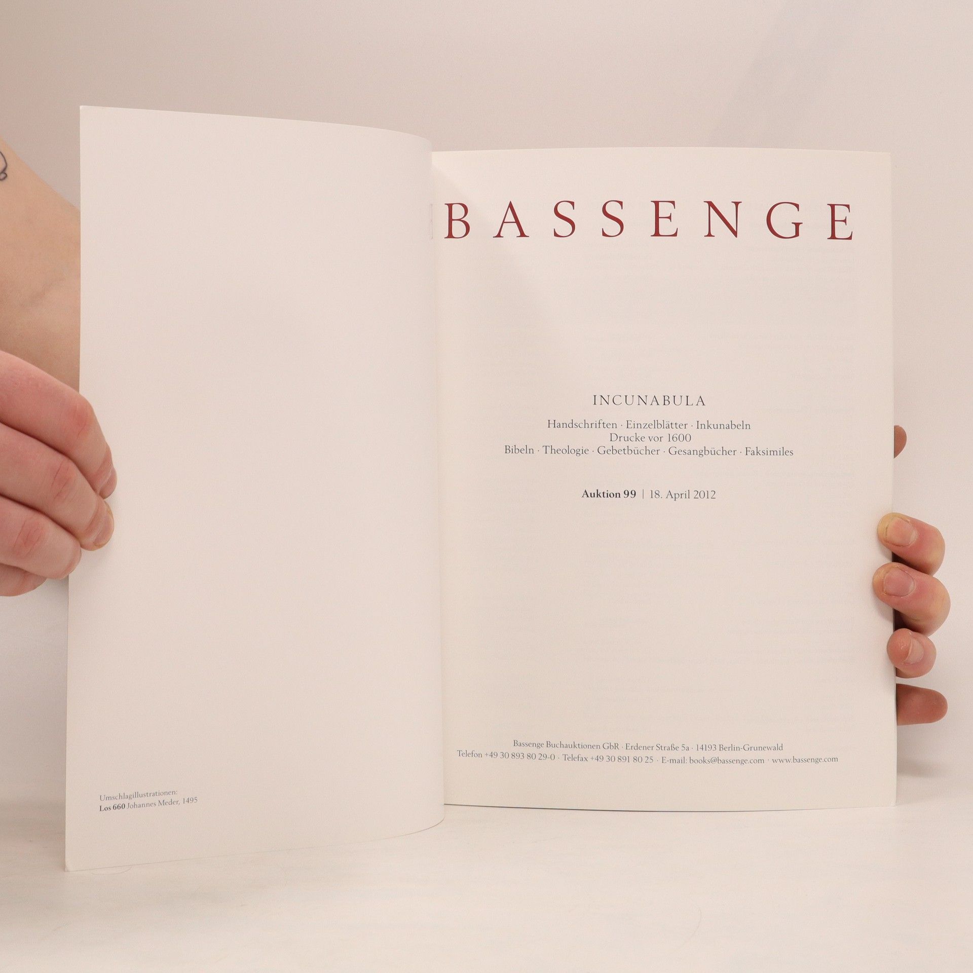 kolektiv Bassenge. Incunabula. Auktion 99