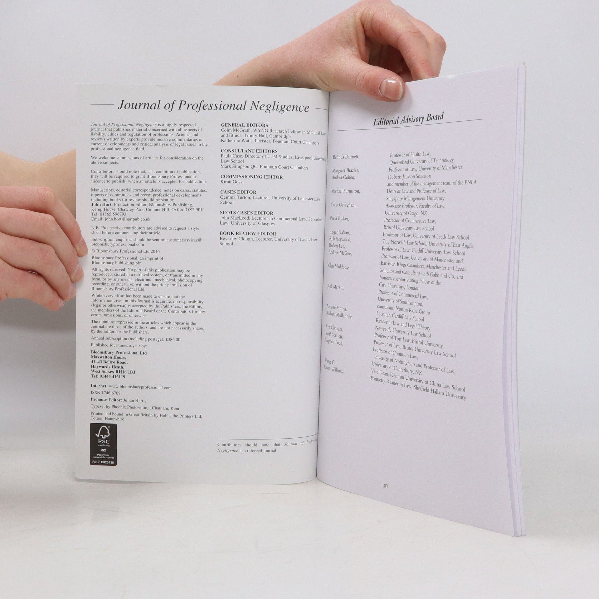 AA.VV. Journal of Professional Negligence 3/2016