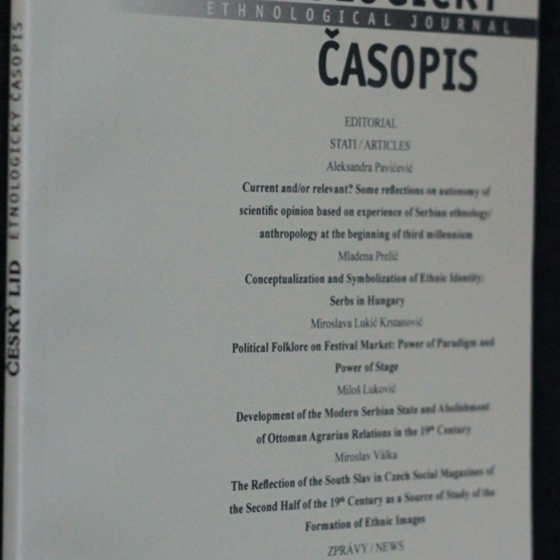 Kolektiv autorů Etnologický časopis 3; r. 98