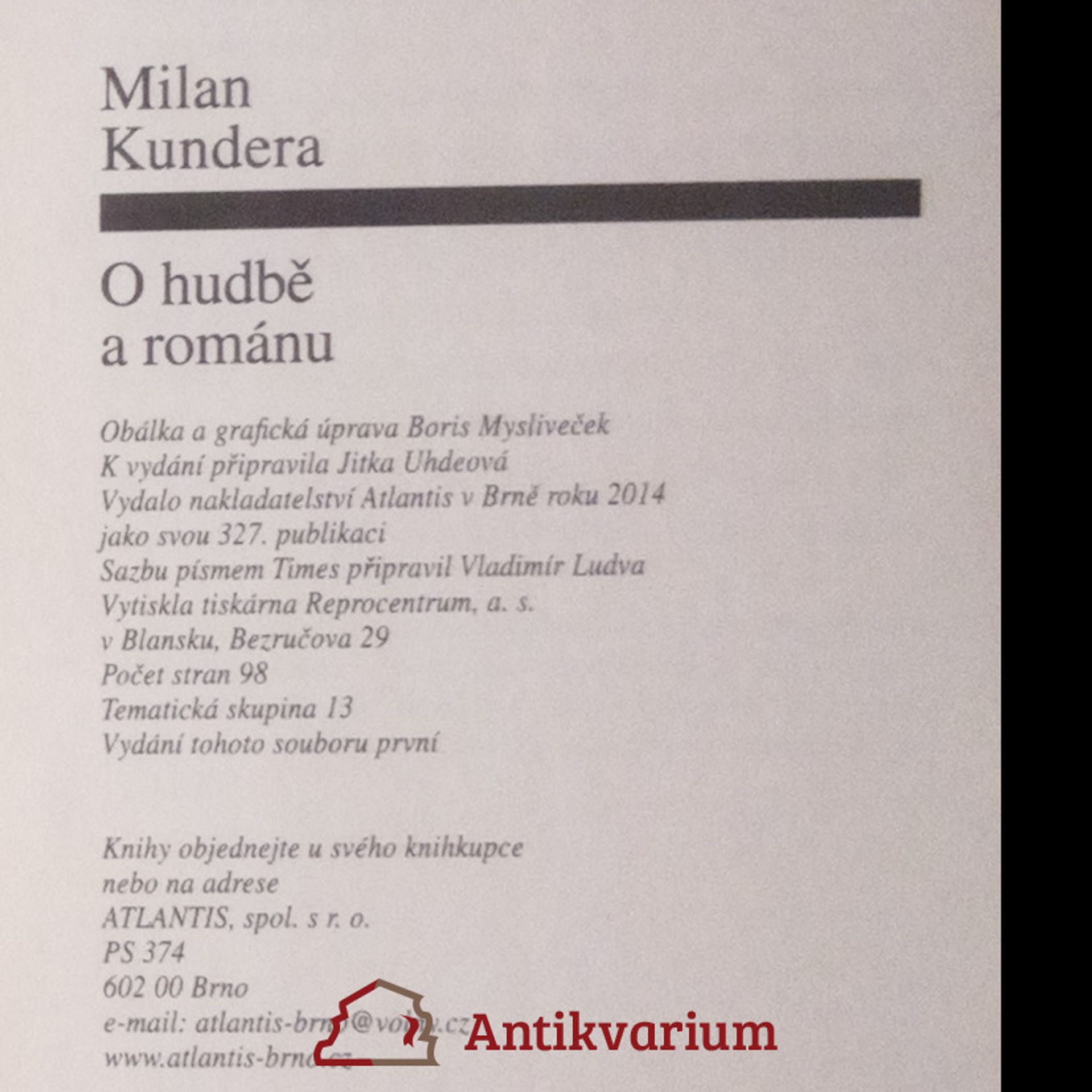 Milan Kundera O hudbě a románu
