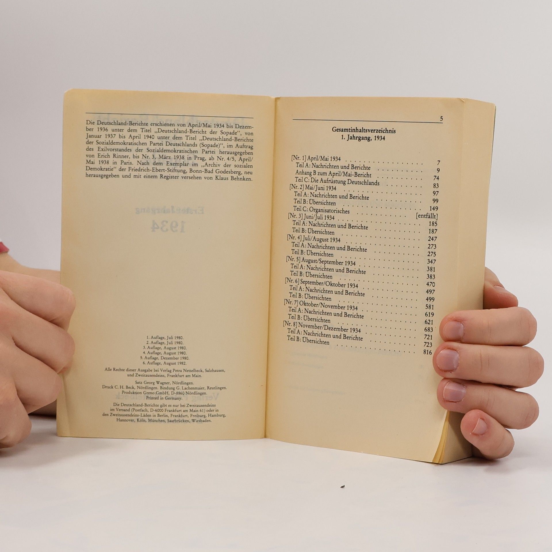Autorenkollektiv Deutschland-Berichte der Sozialdemokratischen Partei Deutschlands 1934 - 1940