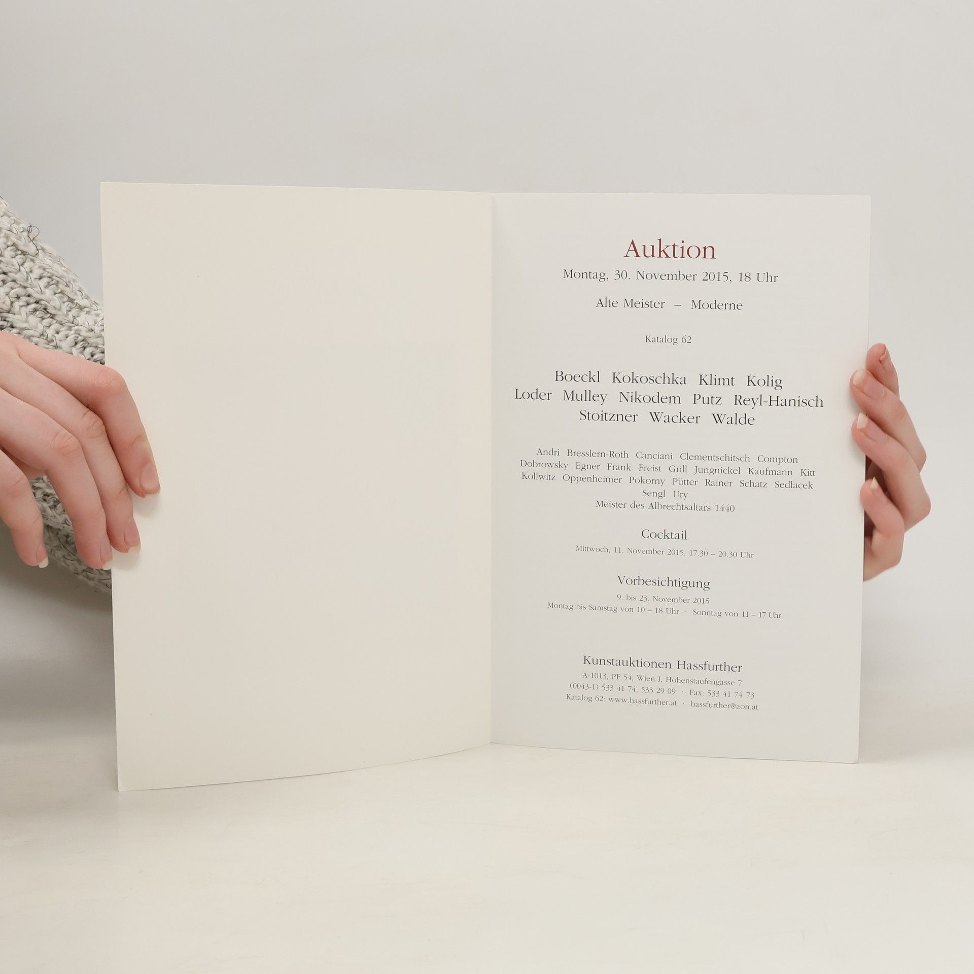 kolektiv Hassfurther: Auktion 11/2015