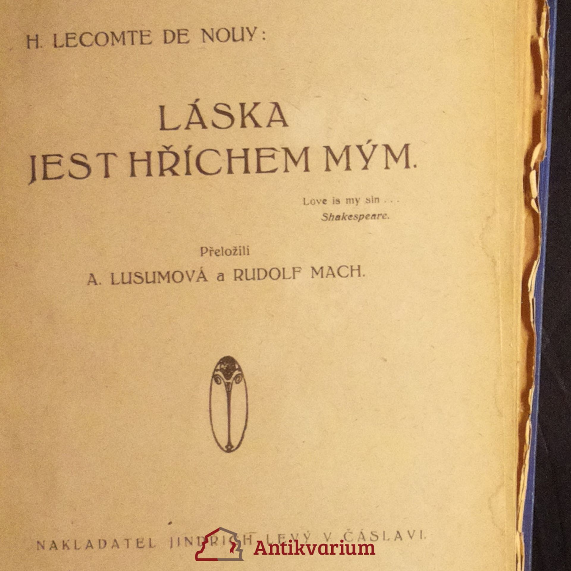Hélène Lecomte Du Nouy Láska jest hříchem mým