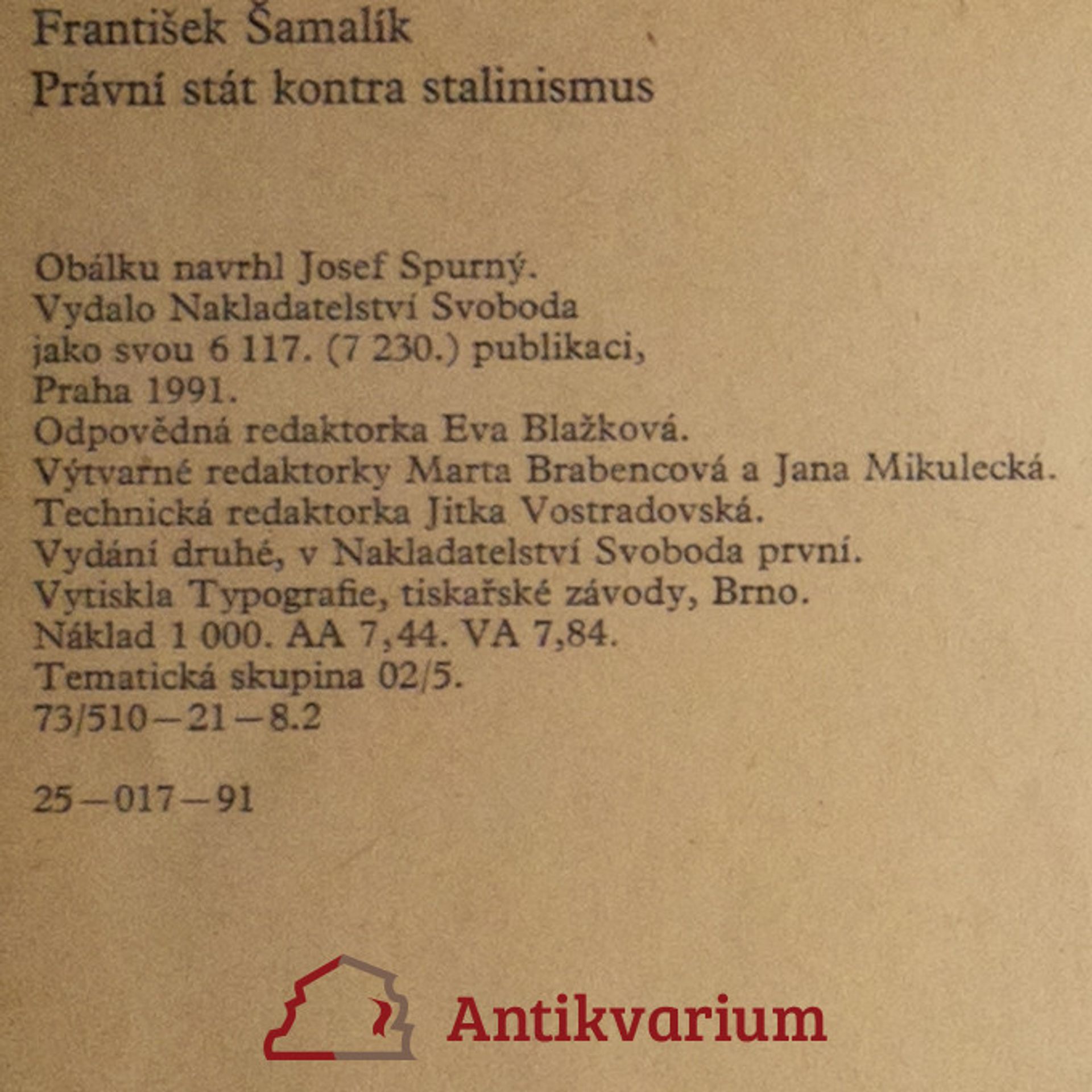 František Šamalík Právní stát kontra Stalinismus