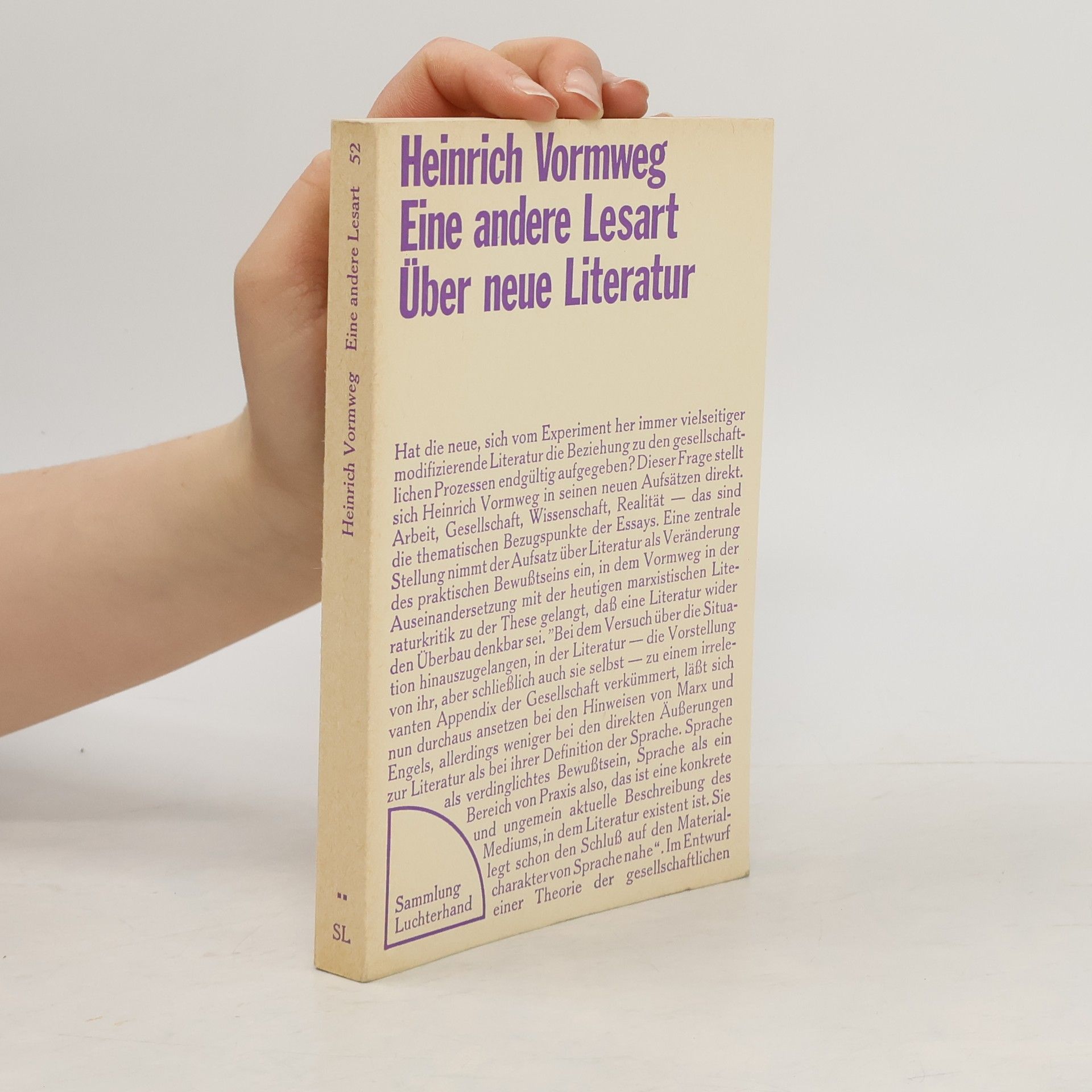 Heinrich Vormweg Eine andere Lesart Über neue Literatur