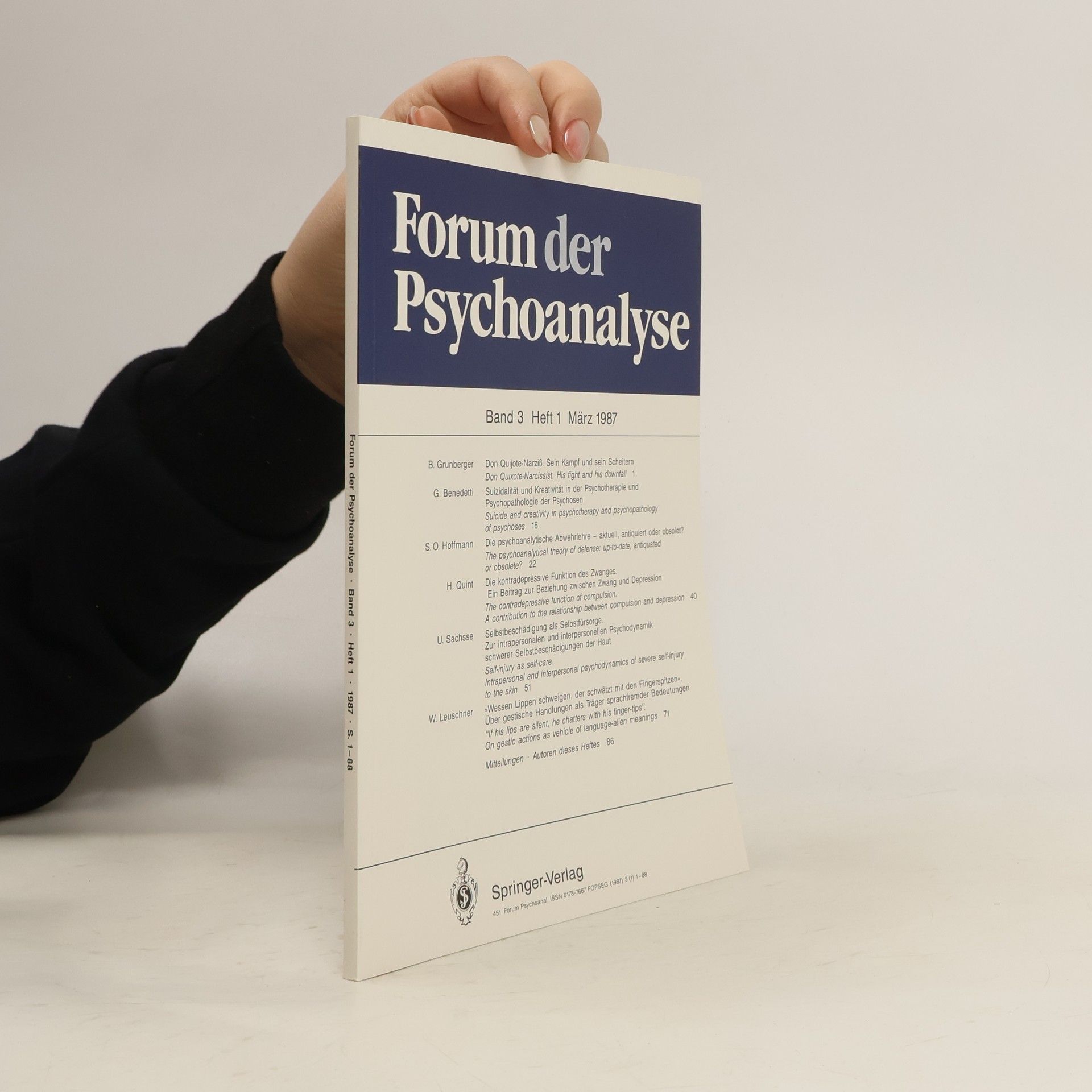 Autorenkollektiv Forum der Psychoanalyse. Band 3 / Heft 1 / März 1987