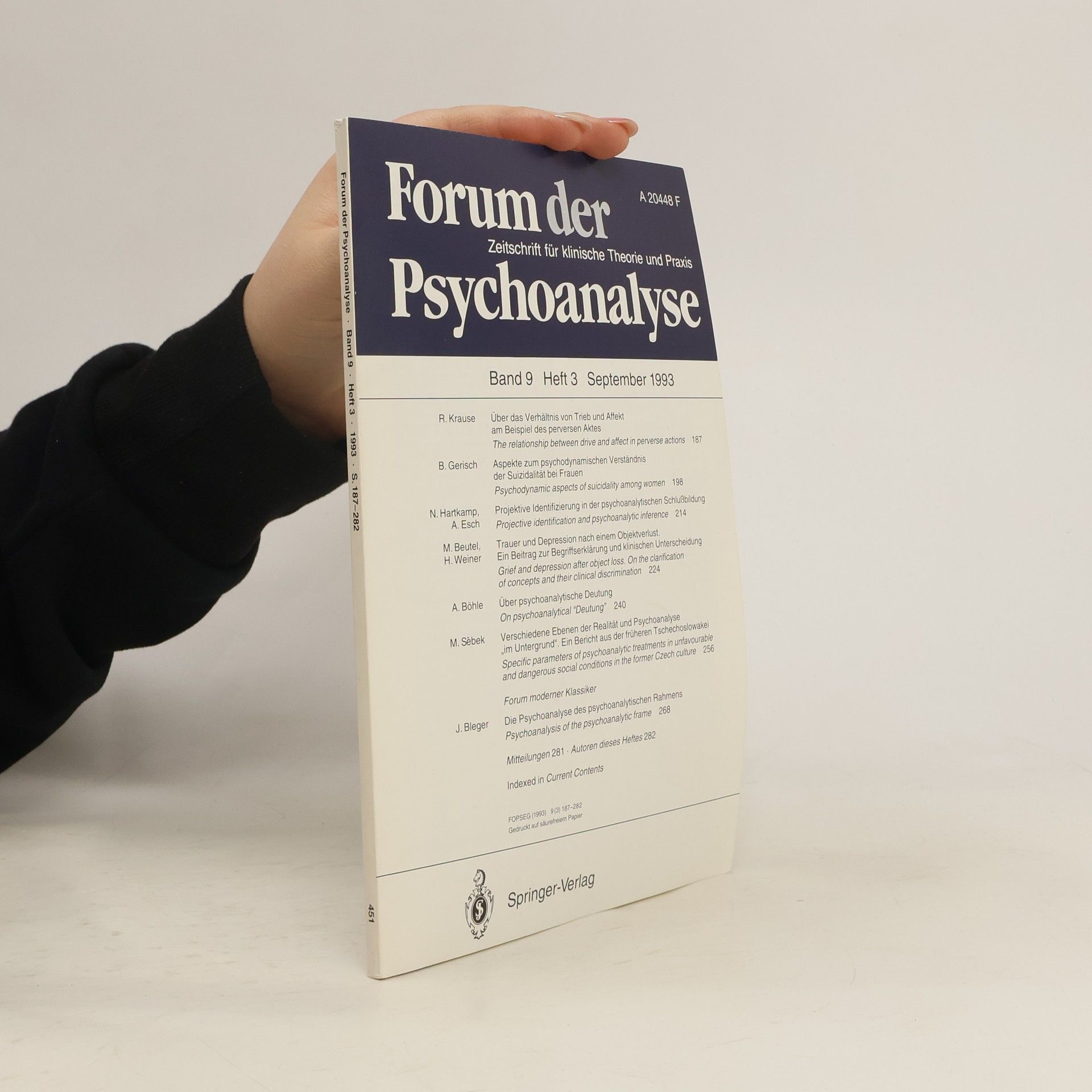 Autorenkollektiv Forum der Psychoanalyse Band 9. 3/1993