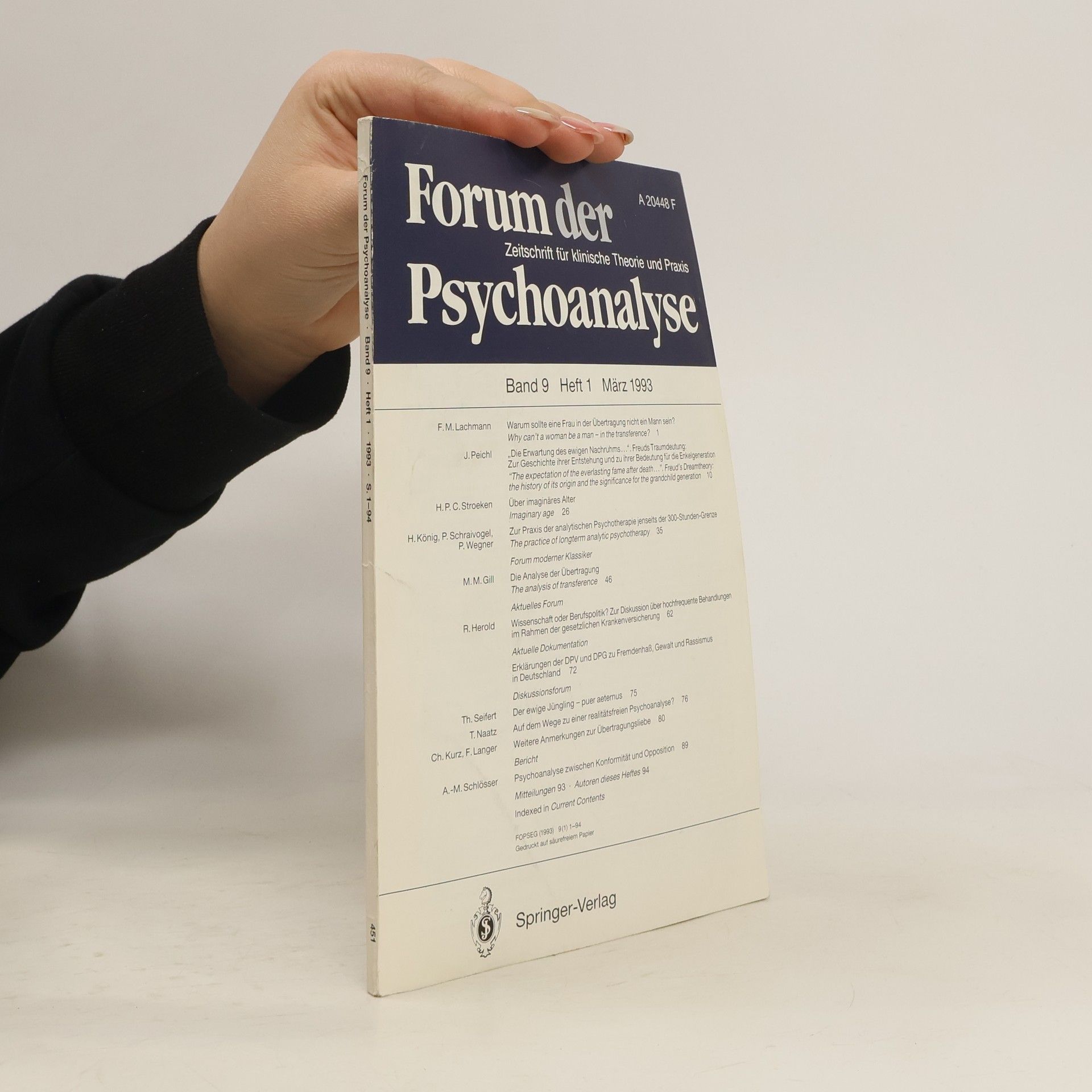 Autorenkollektiv Forum der Psychoanalyse Band 9 Heft 1 3/1993