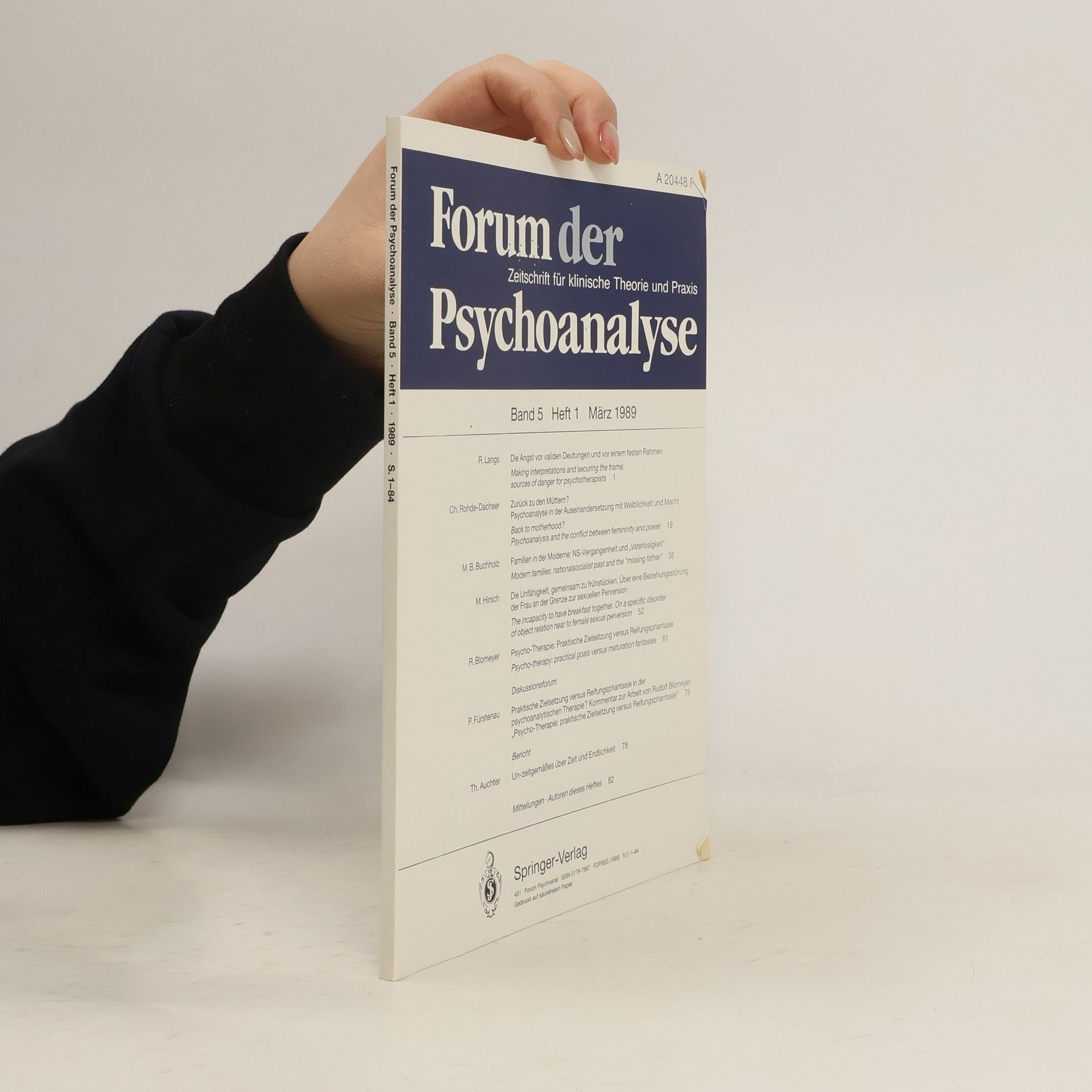 Autorenkollektiv Forum der Psychoanalyse Band 5 Heft 1 3/1989