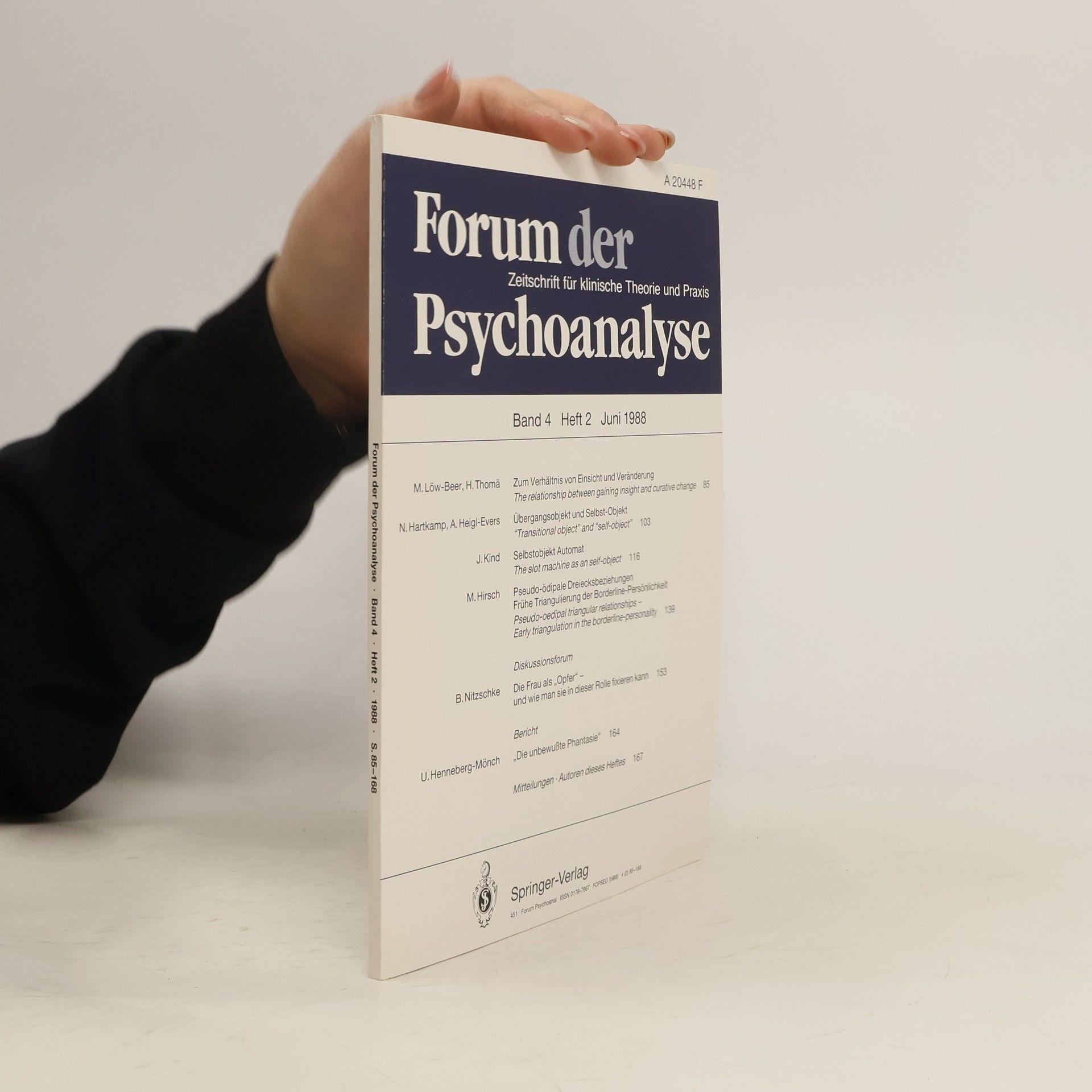 Autorenkollektiv Forum der Psychoanalyse Band 4 Heft 2 Juni 1988