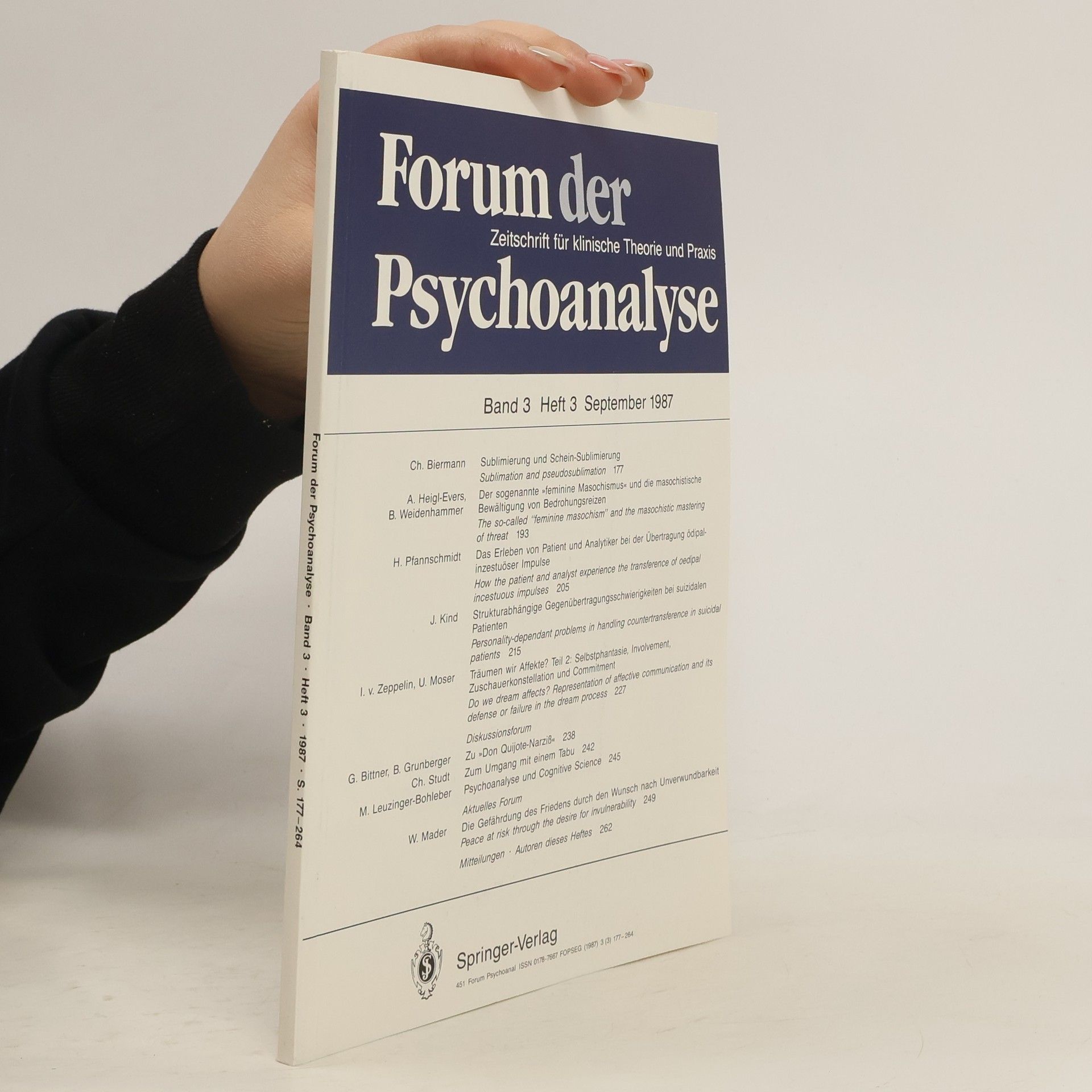 Autorenkollektiv Forum der Psychoanalyse Band 3. Heft 3. September 1987