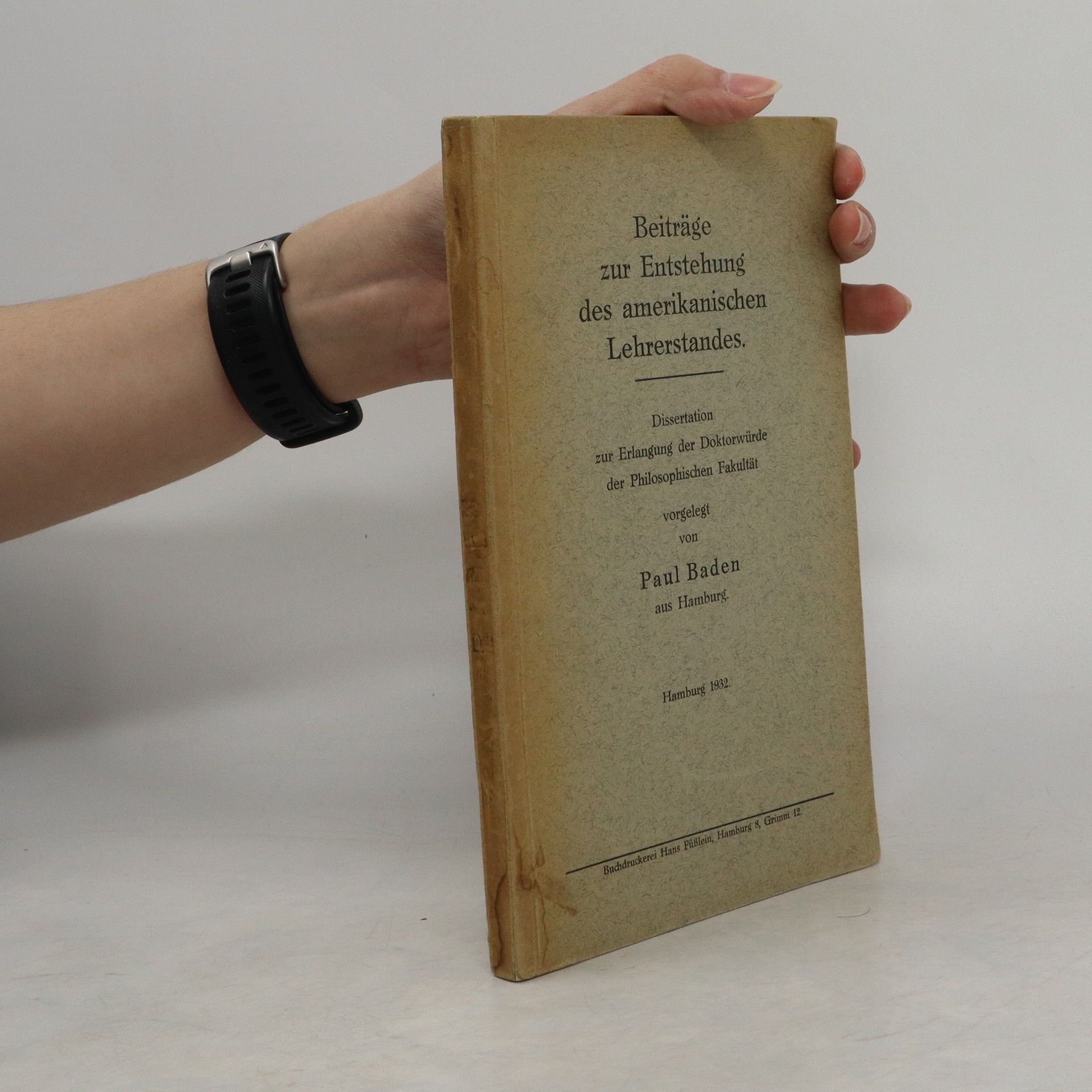 Paul Baden Beiträge zur Entstehung des amerikanischen Lehrerstandes