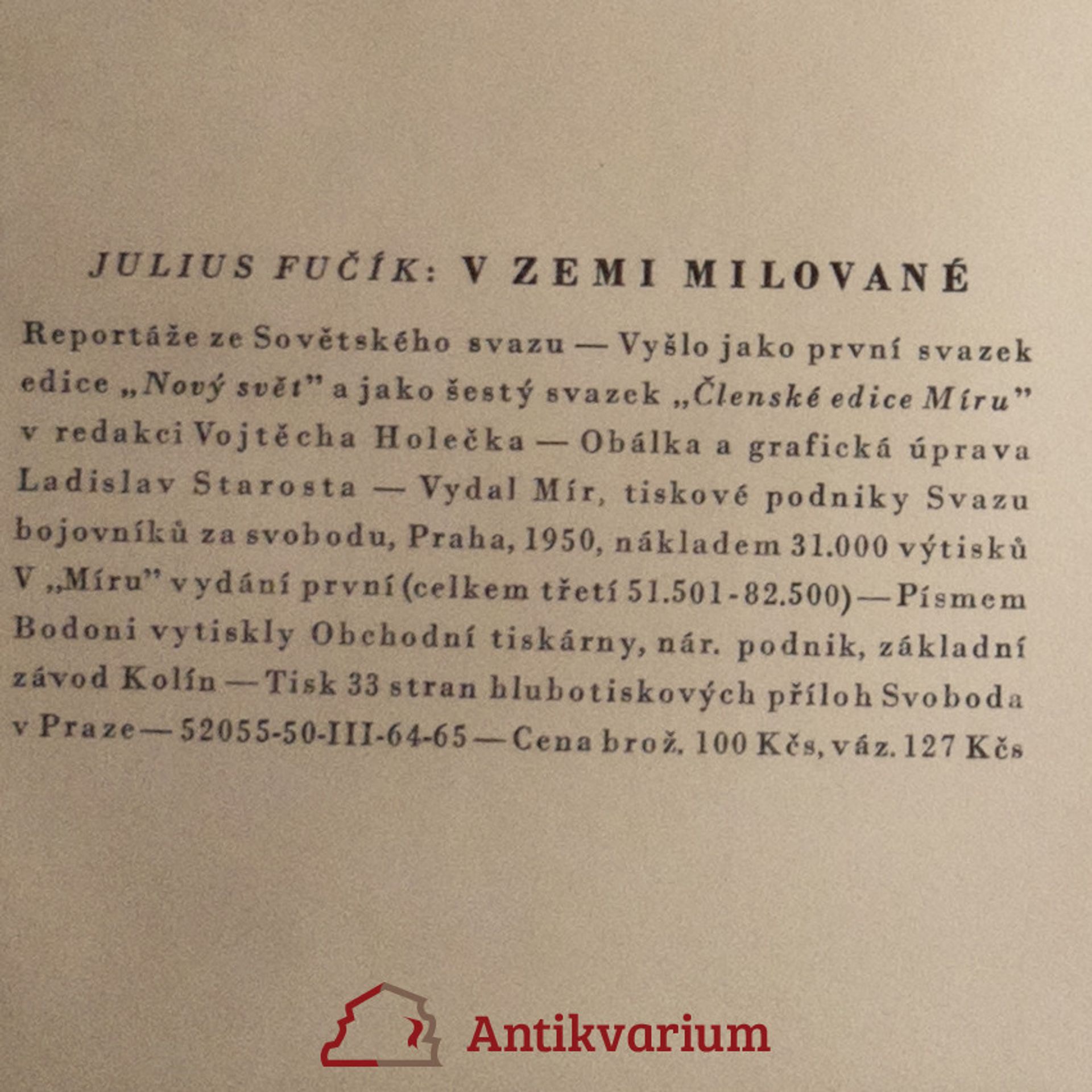Julius Fučík V zemi milované